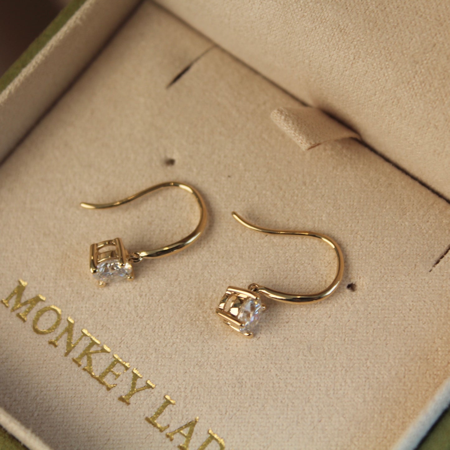 14K Solid Gold Sparkling Drop Earrings, 0.5 carat