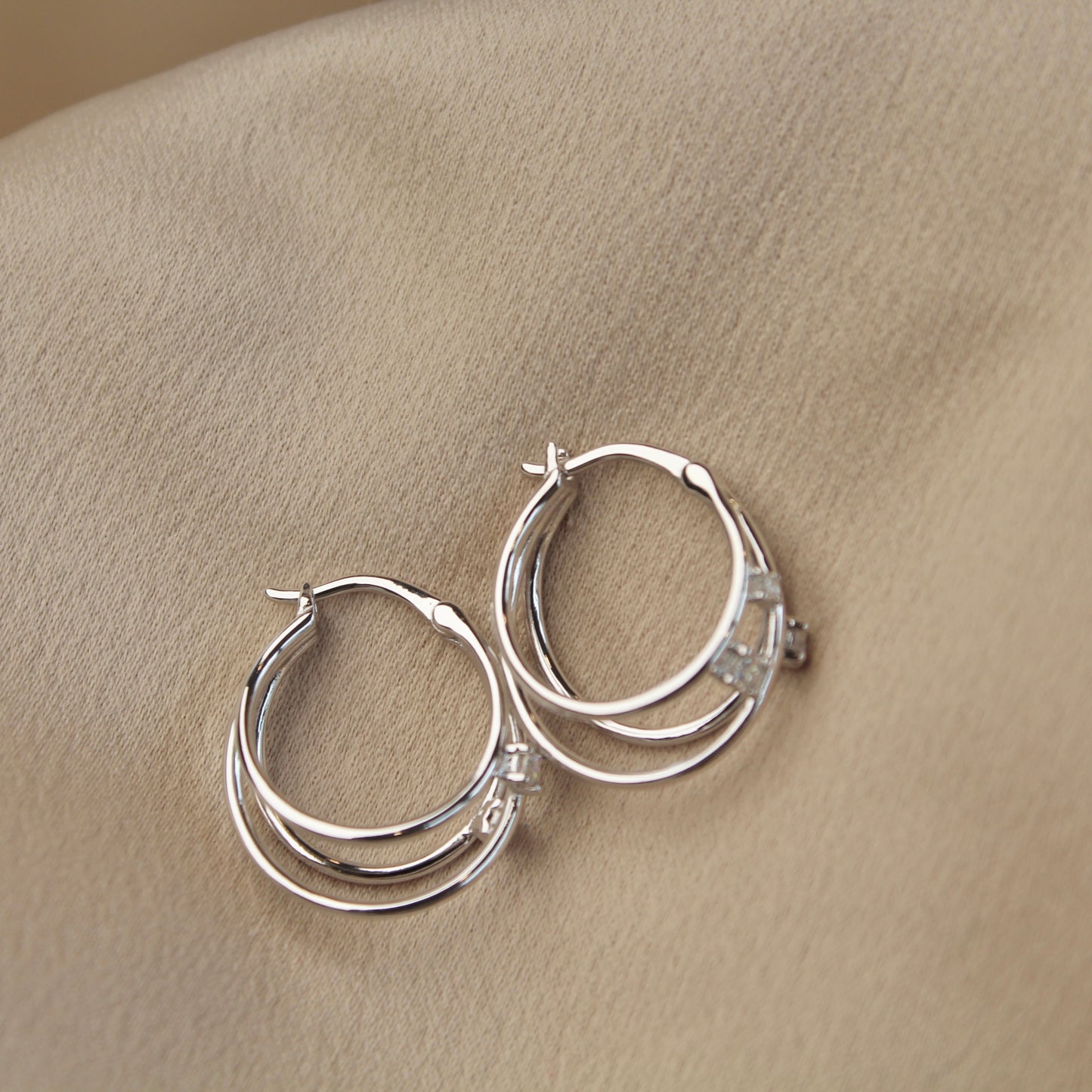 Triple Circle Moissanite Hoop Earrings
