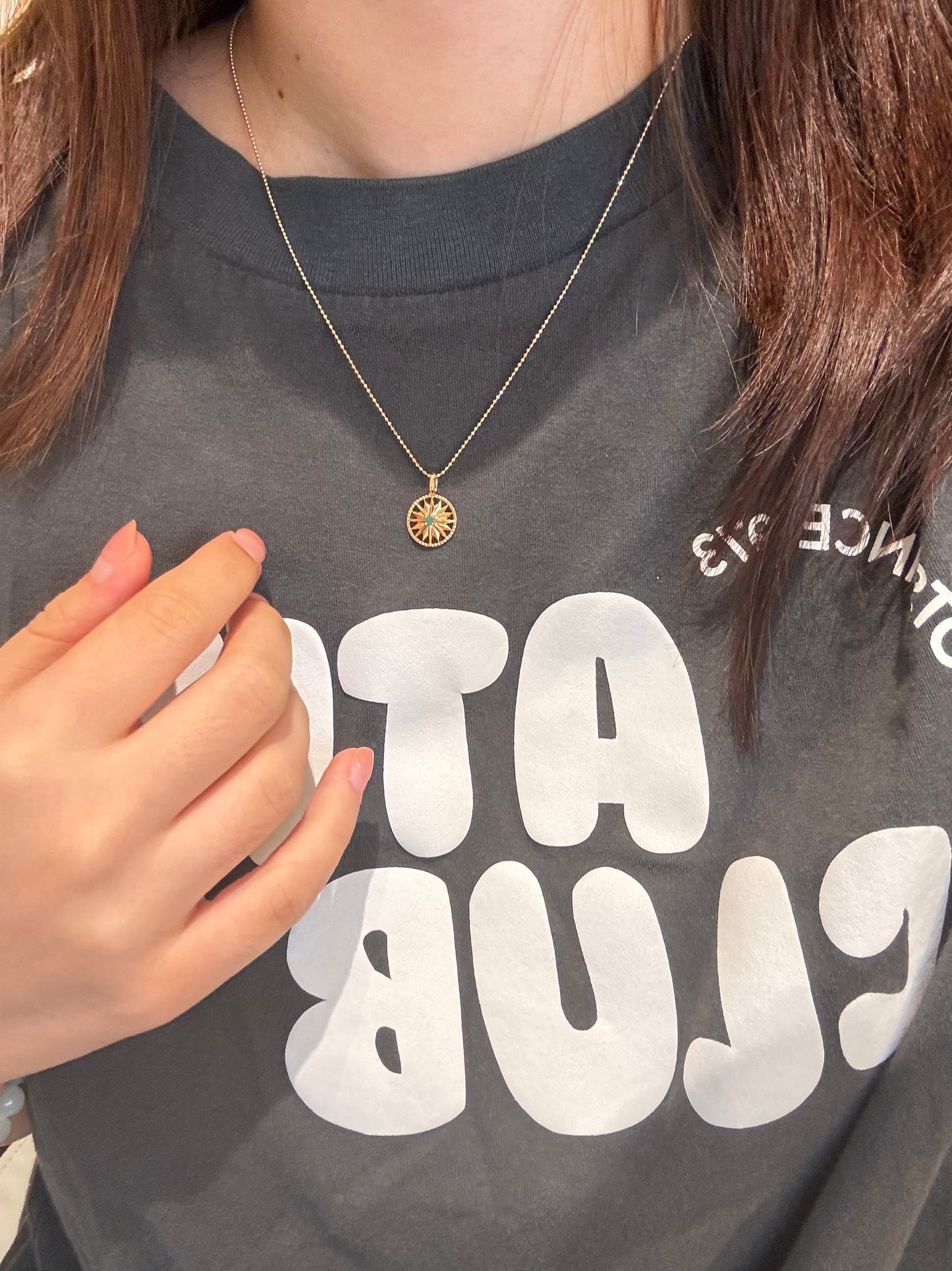 18K Solid Yellow Gold Plain Chain Necklace闪珠链