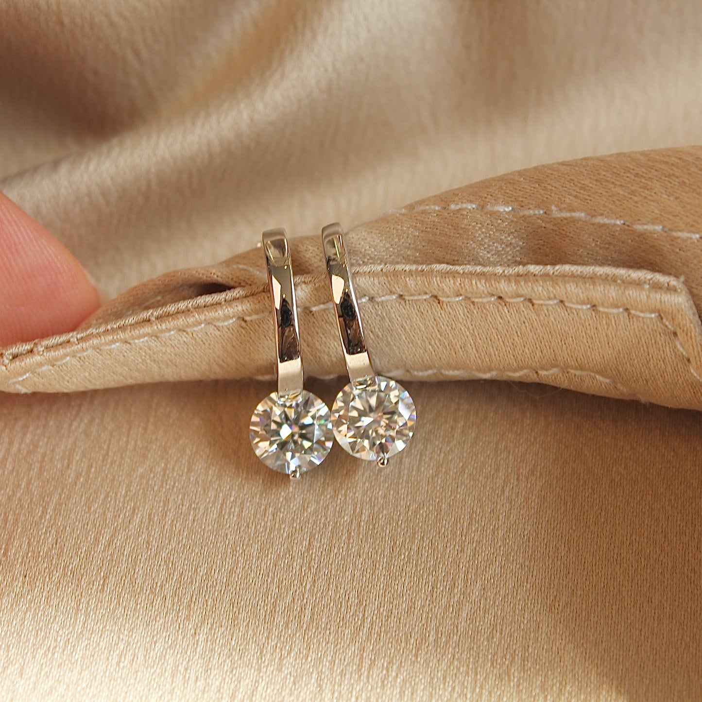 Floating Moissanite Hoop Earrings, 1 Carat