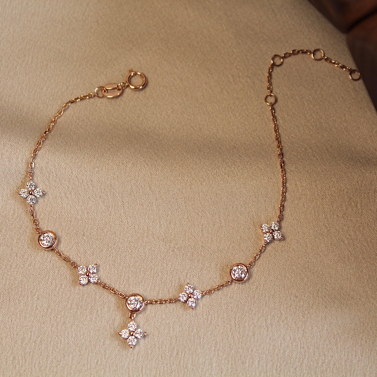 14K Solid Gold Fairy Clover Bracelet