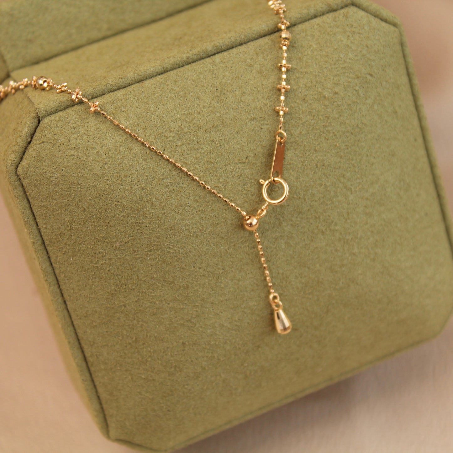 18K Solid Gold Fairy Plain Chain Necklace