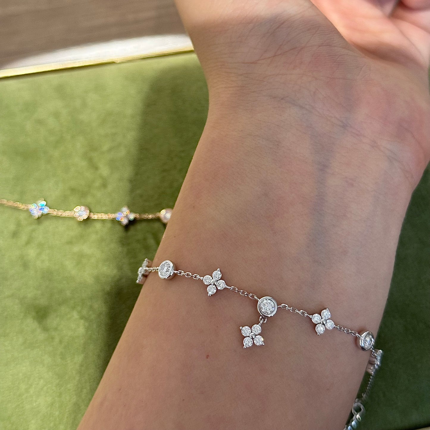 14K Solid Gold Fairy Clover Bracelet