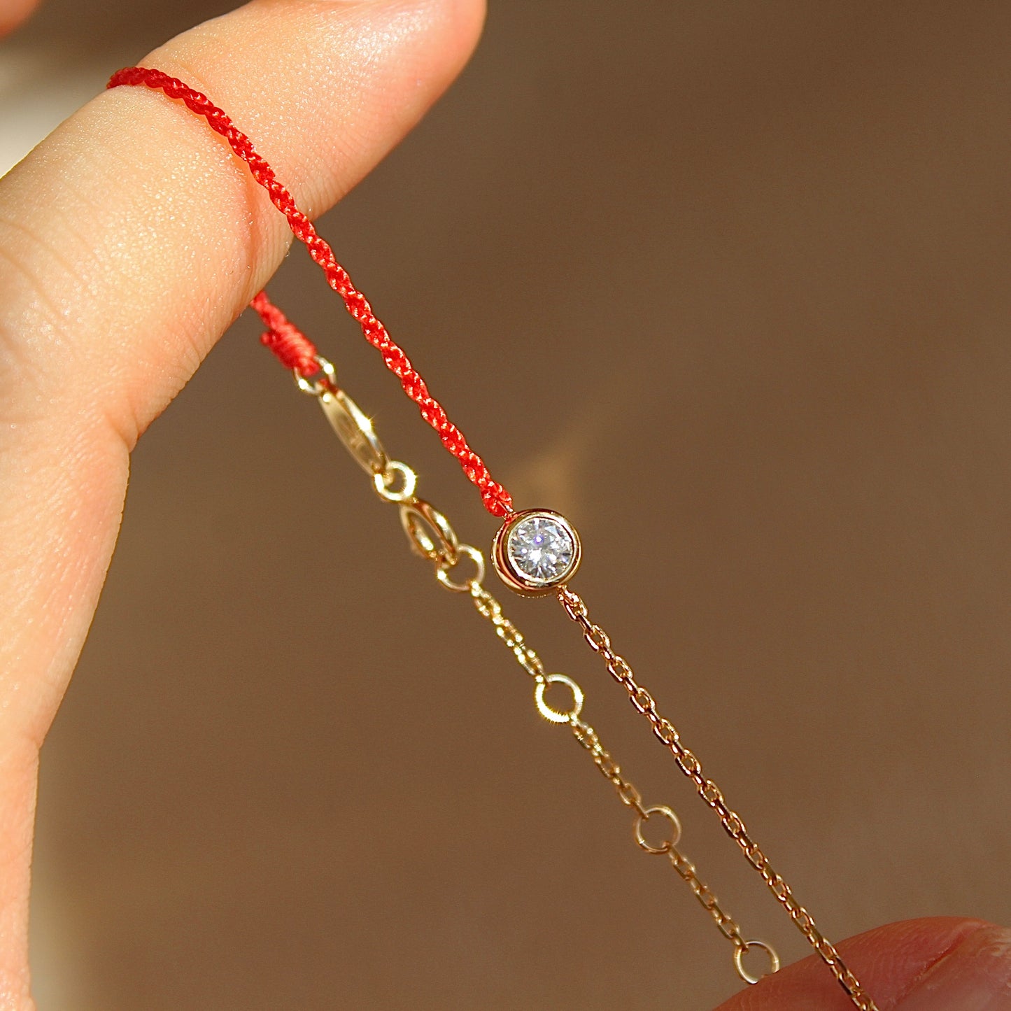 14K Solid Yellow Gold Bubble Red Bracelet
