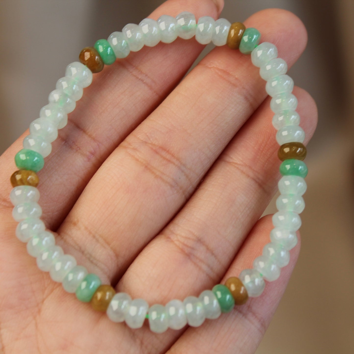翡翠算盘珠Natural Jadeite Bead Bracelet