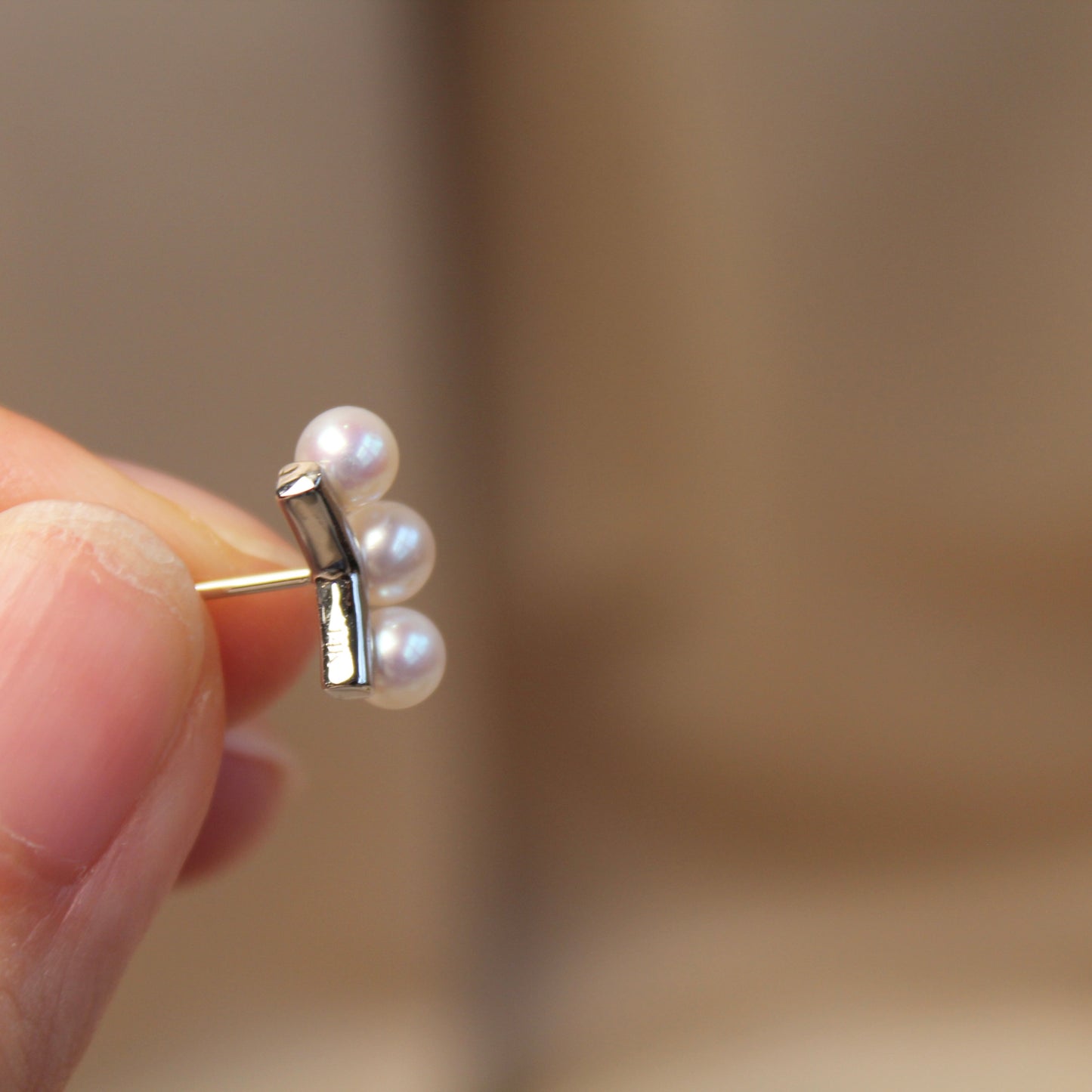 14K Solid White Gold Natural Pearl Earrings