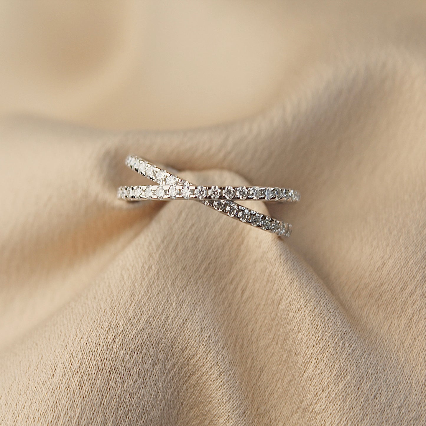 Crossover Moissanite Ring
