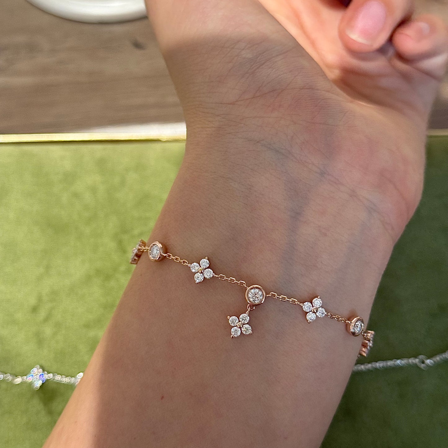 14K Solid Gold Fairy Clover Bracelet