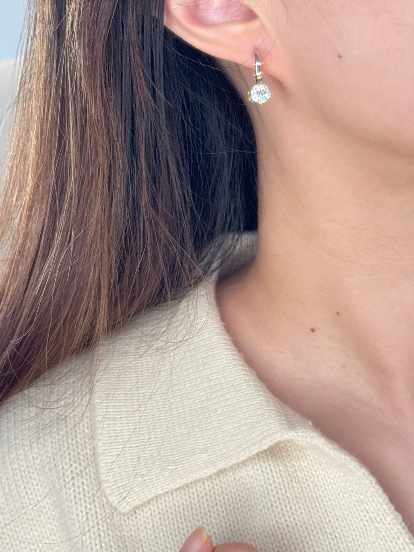Floating Moissanite Hoop Earrings, 1 Carat