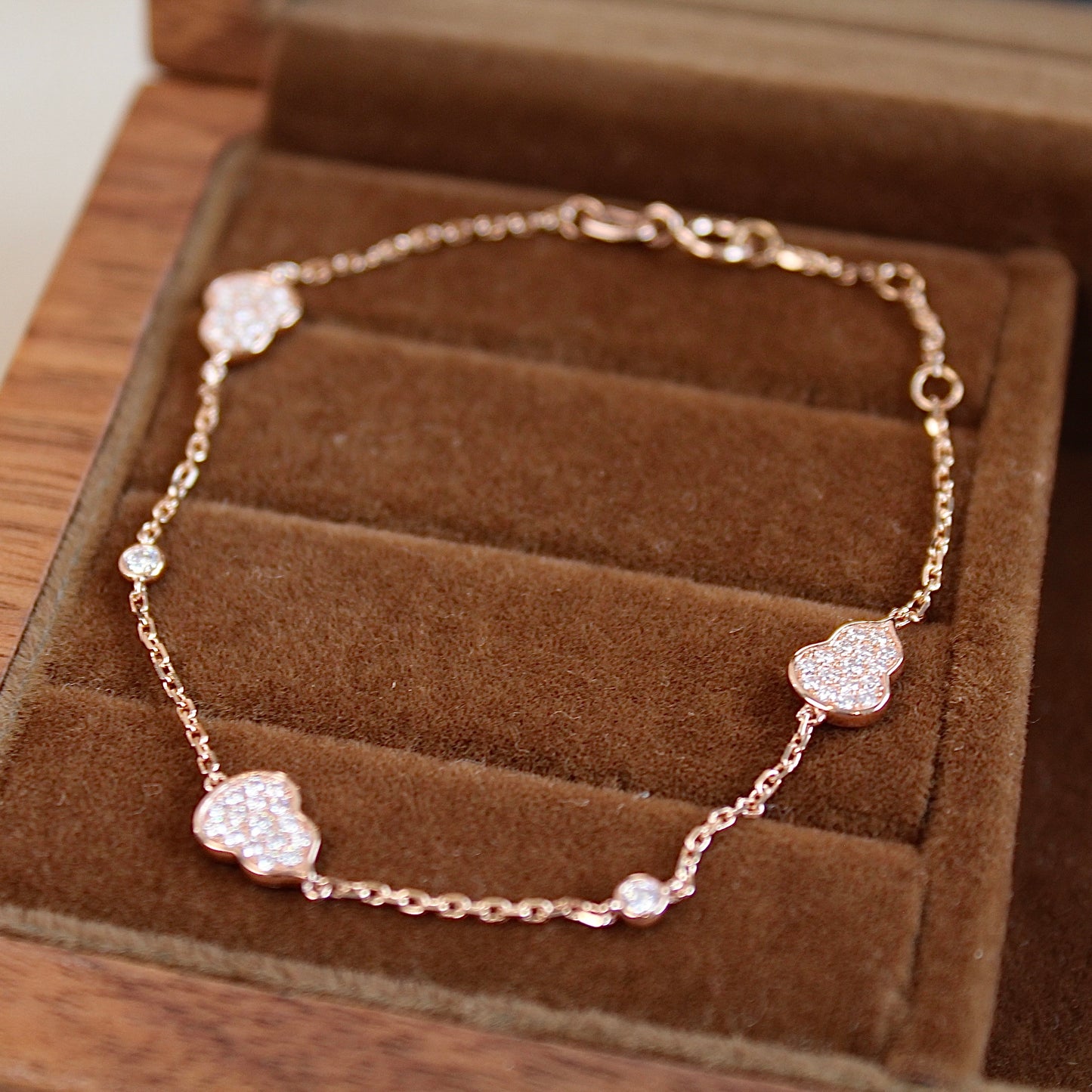 14K Solid Rose Gold Blessing Hulu Bracelet