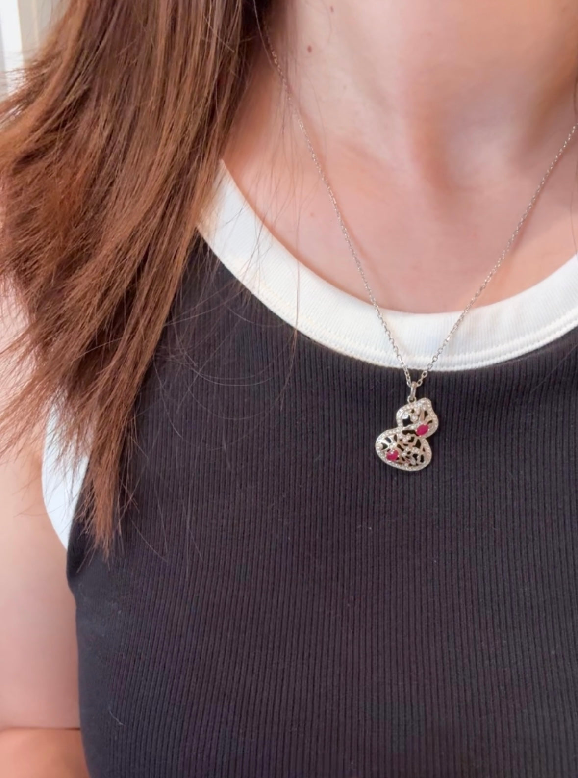 Hollow Hulu Natural Ruby Necklace