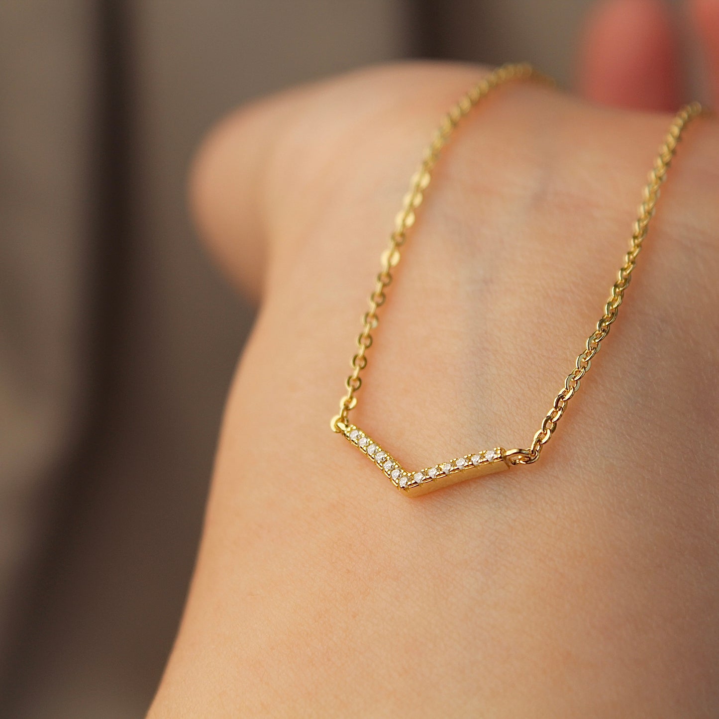 Small V-Shape Moissanite Necklace