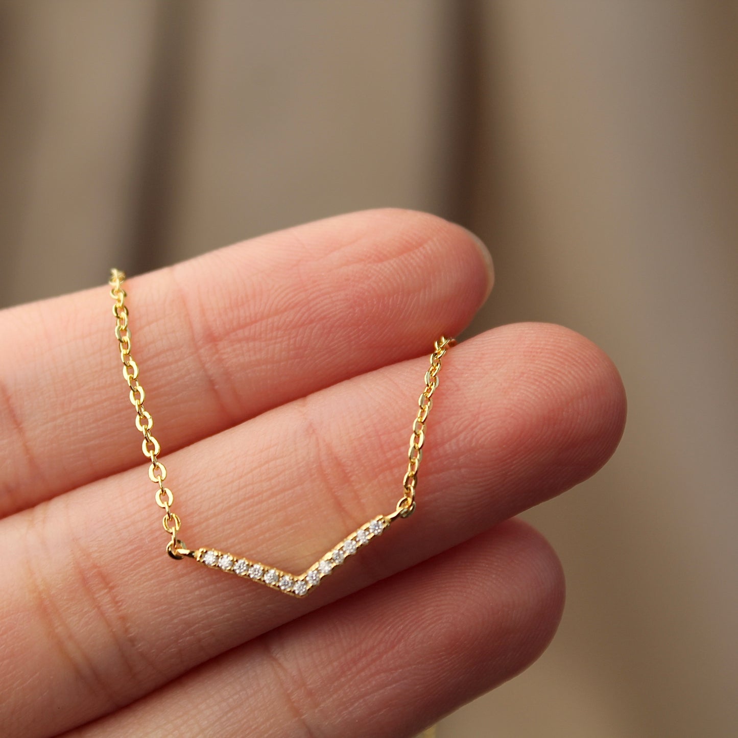 Small V-Shape Moissanite Necklace