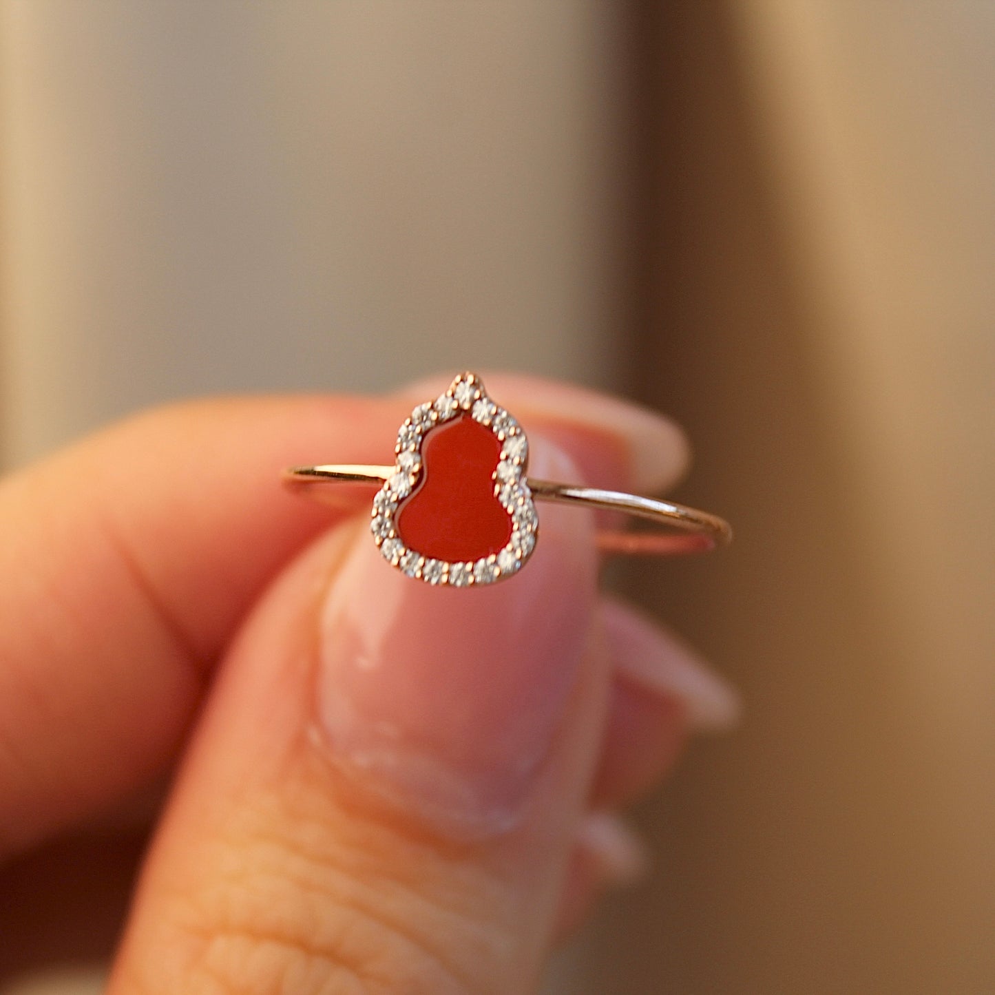 14K Solid Rose Gold Hulu Ring