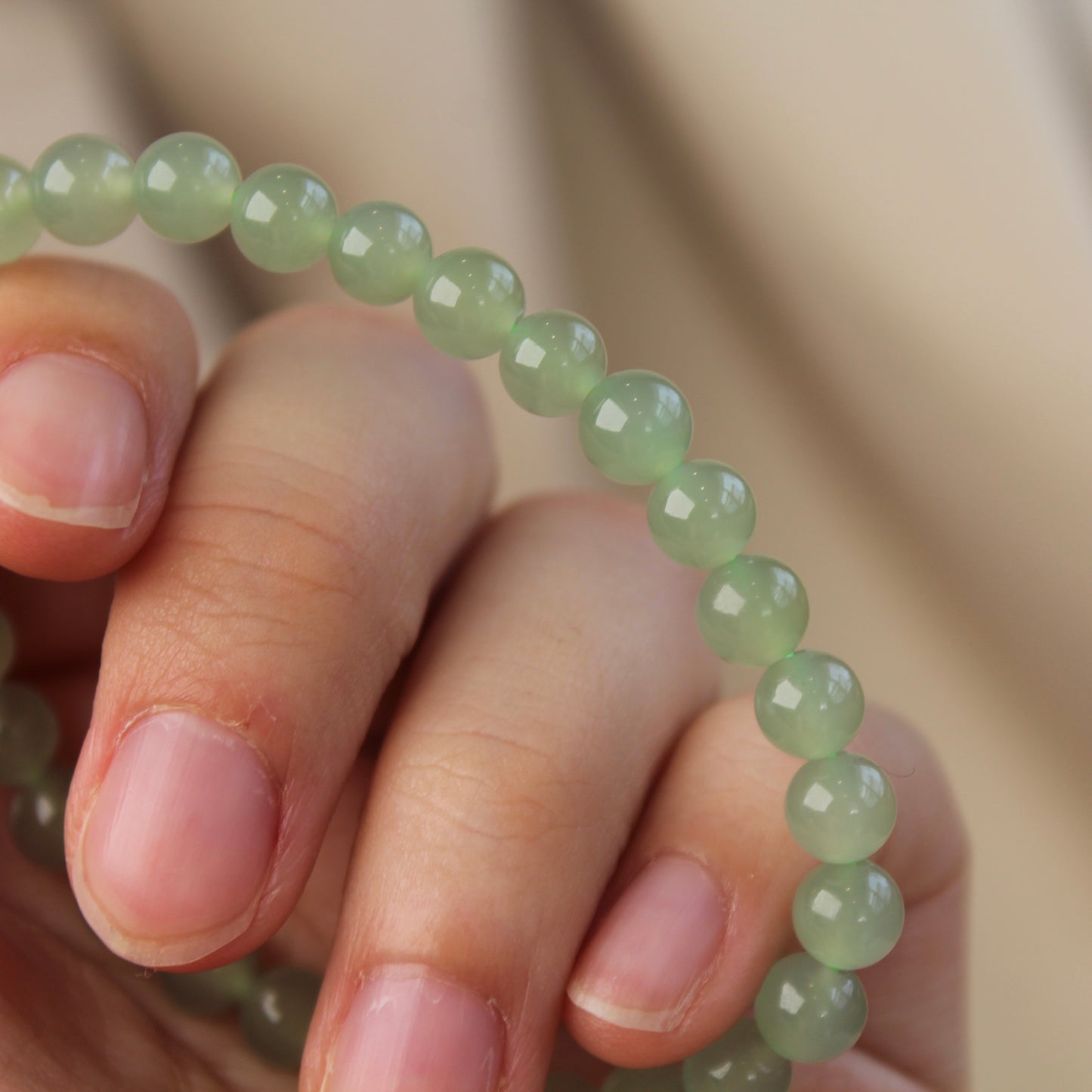 Quality Natural Jade Bracelet, 6mm