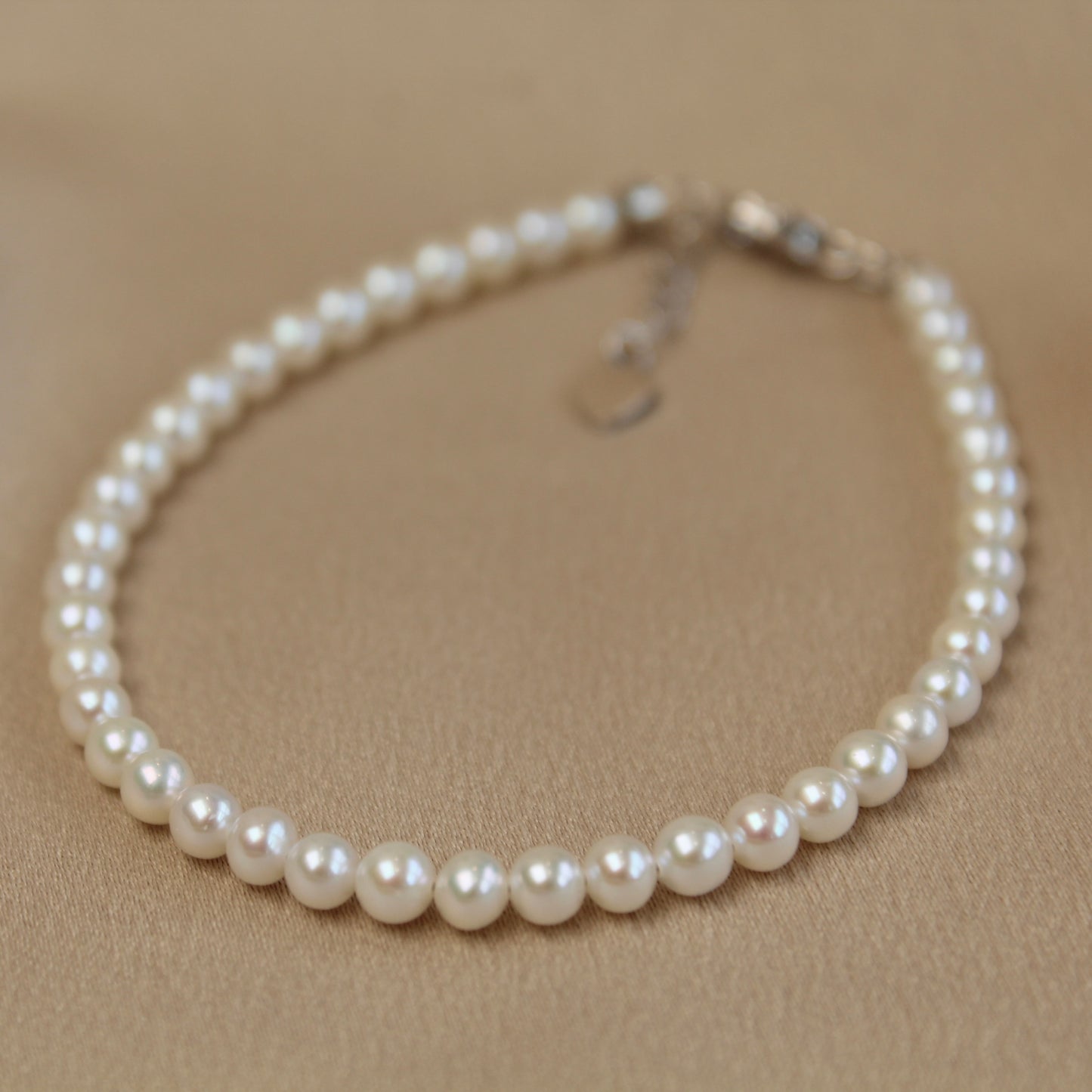 Natural Round Baby Pearl Bracelet, 3 to 4mm