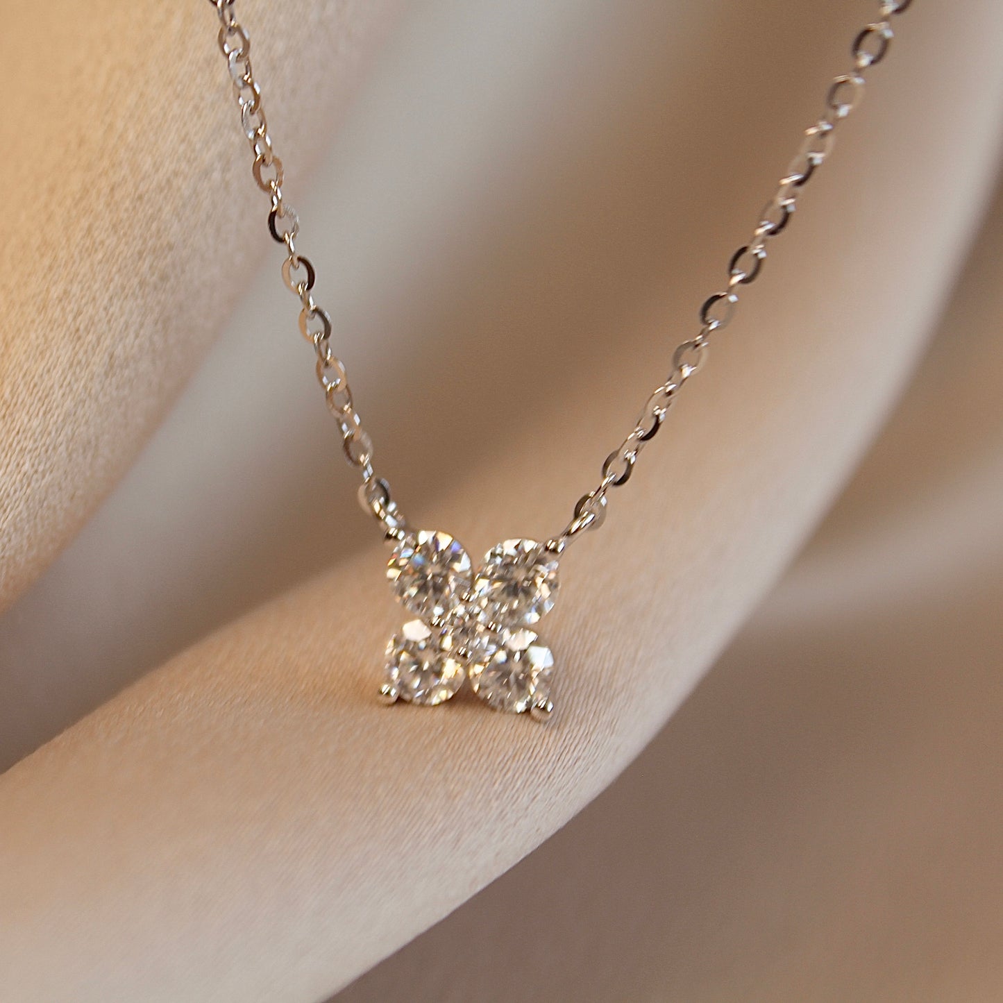 Sparkling Flower Moissanite Necklace, 1.26 Carat
