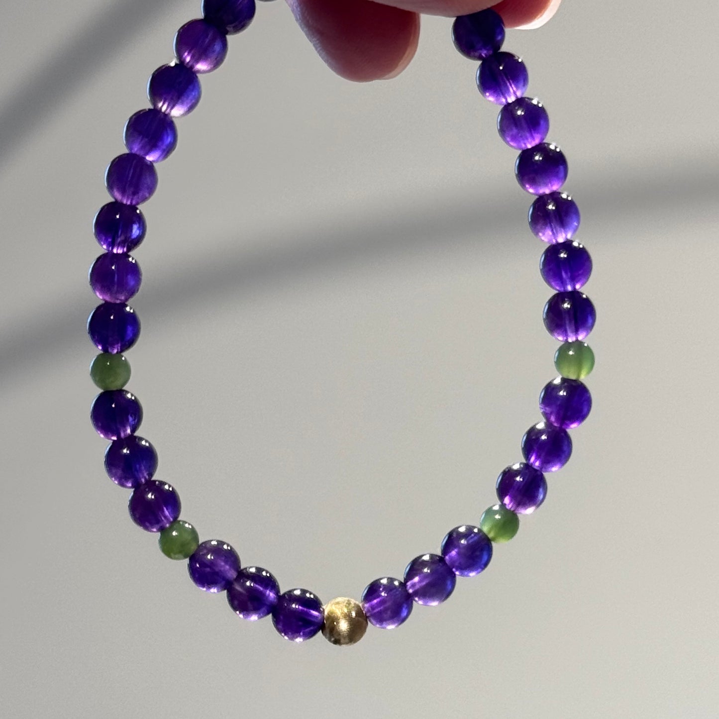 18K Solid Gold Natural Amethyst Bracelet