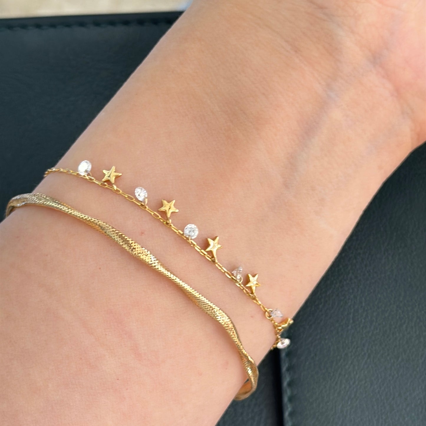 18K Solid Gold Wave Noodle Bracelet