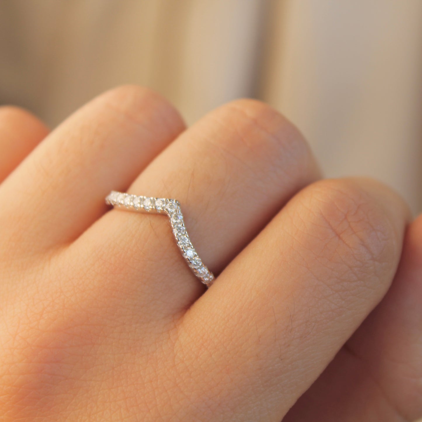 Moissanite Stackable Wishbone Ring