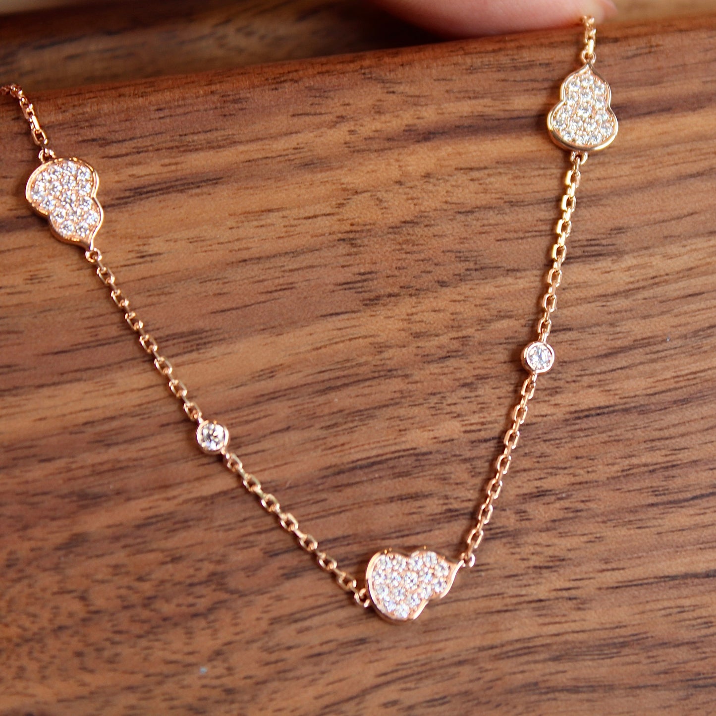 14K Solid Rose Gold Blessing Hulu Bracelet