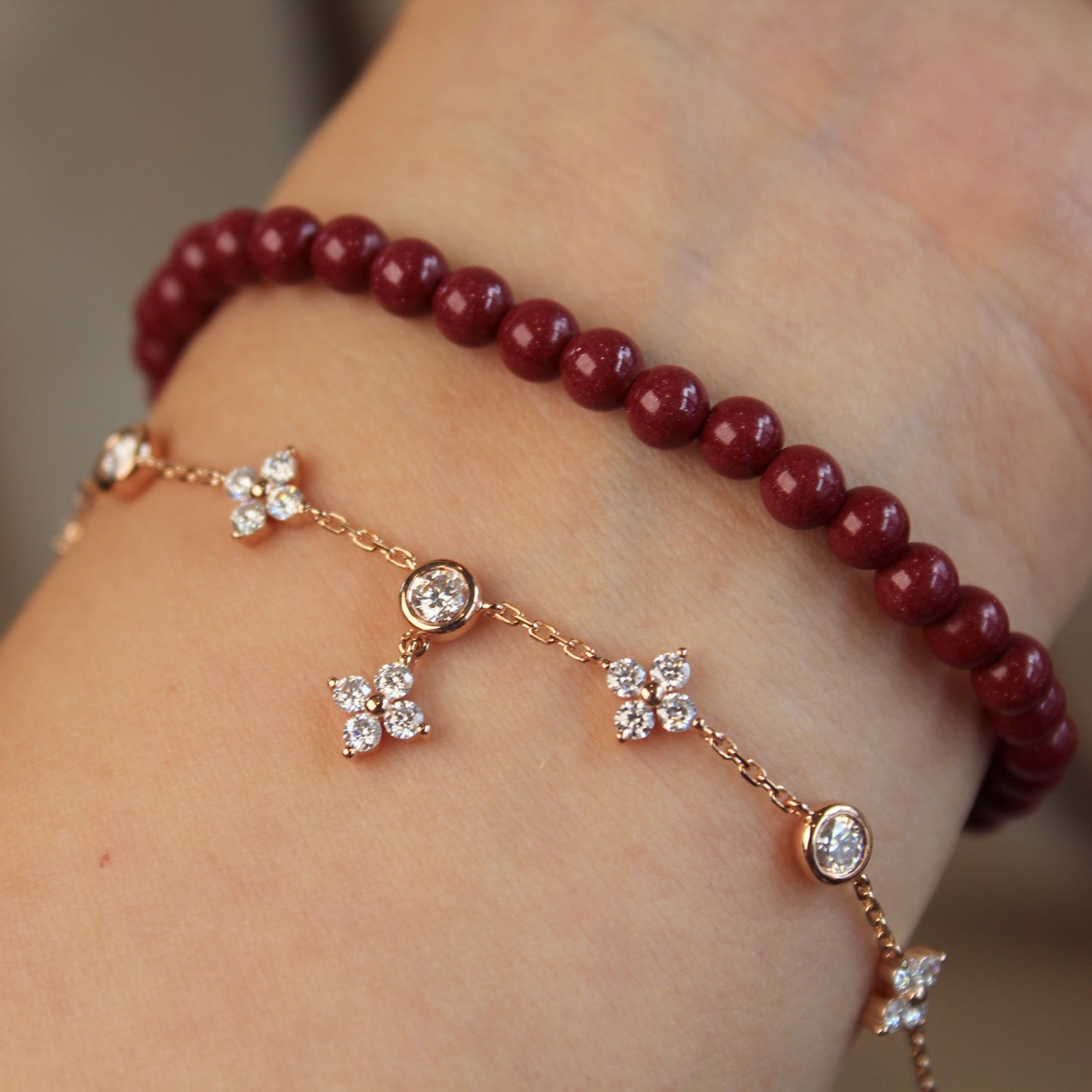 14K Solid Gold Fairy Clover Bracelet