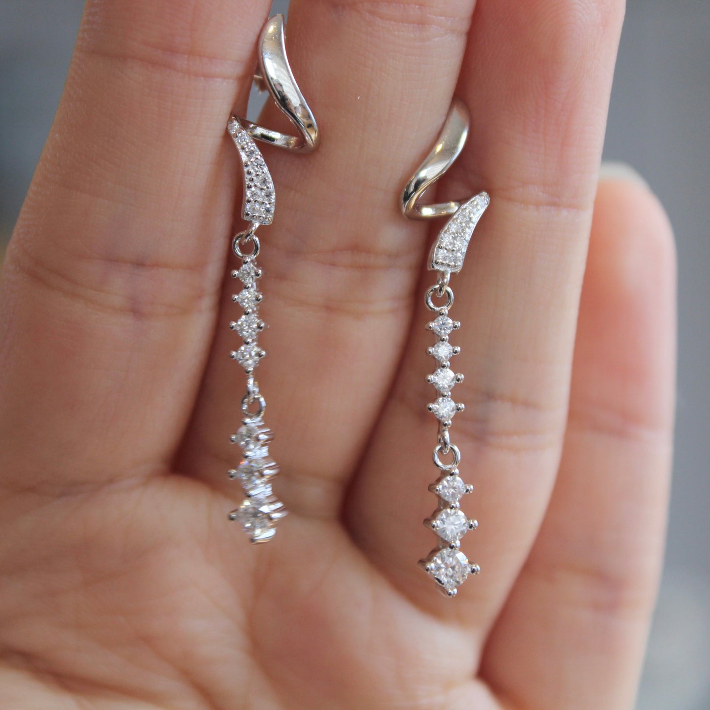 Wave Moissanite Drop Earrings