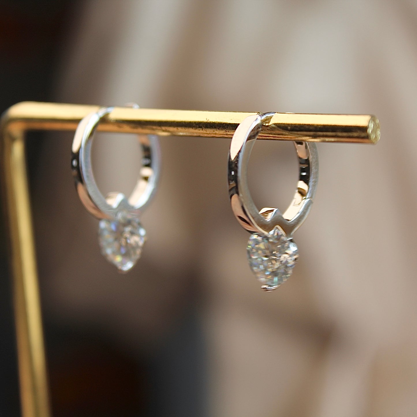 Floating Moissanite Hoop Earrings, 1 Carat