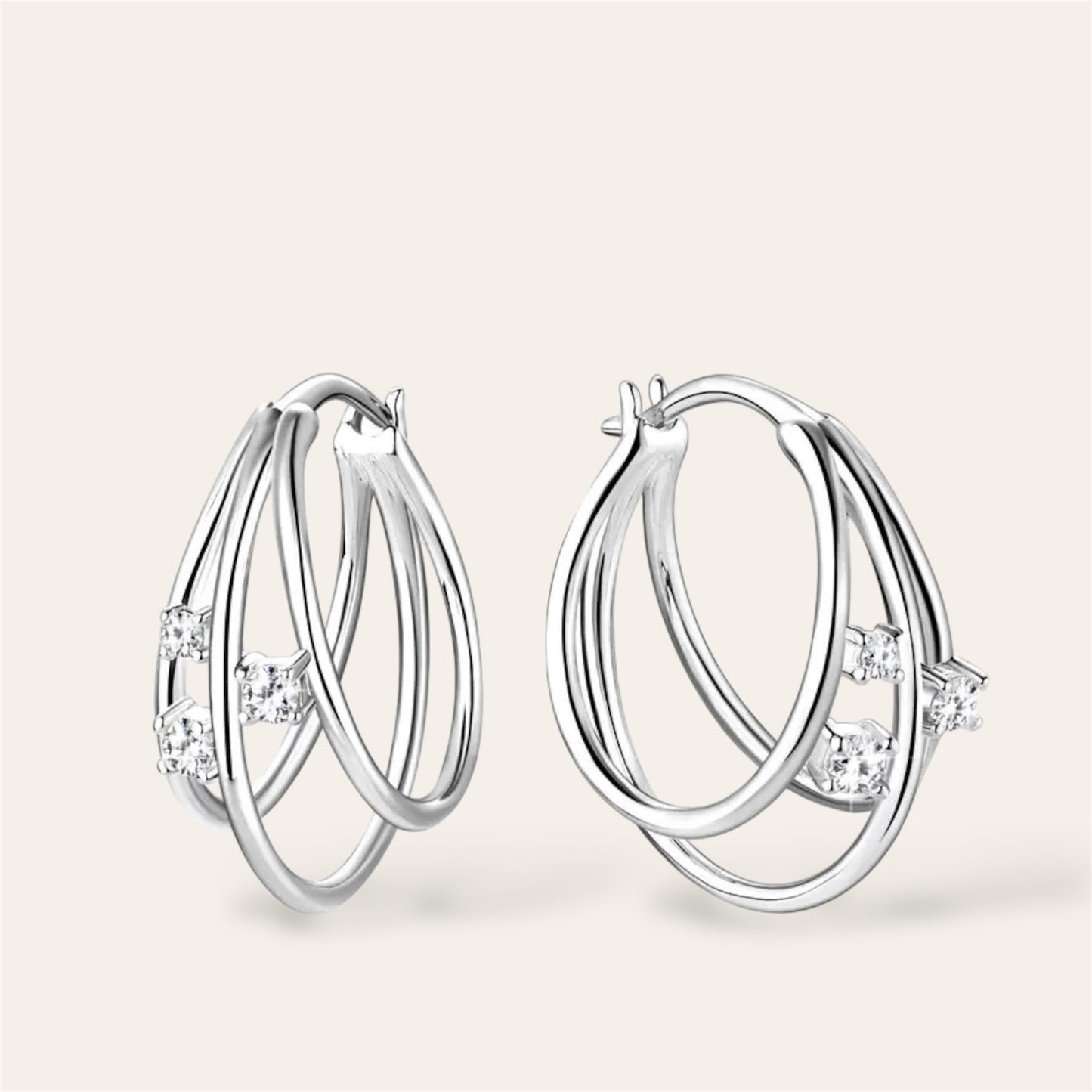 Triple Circle Moissanite Hoop Earrings