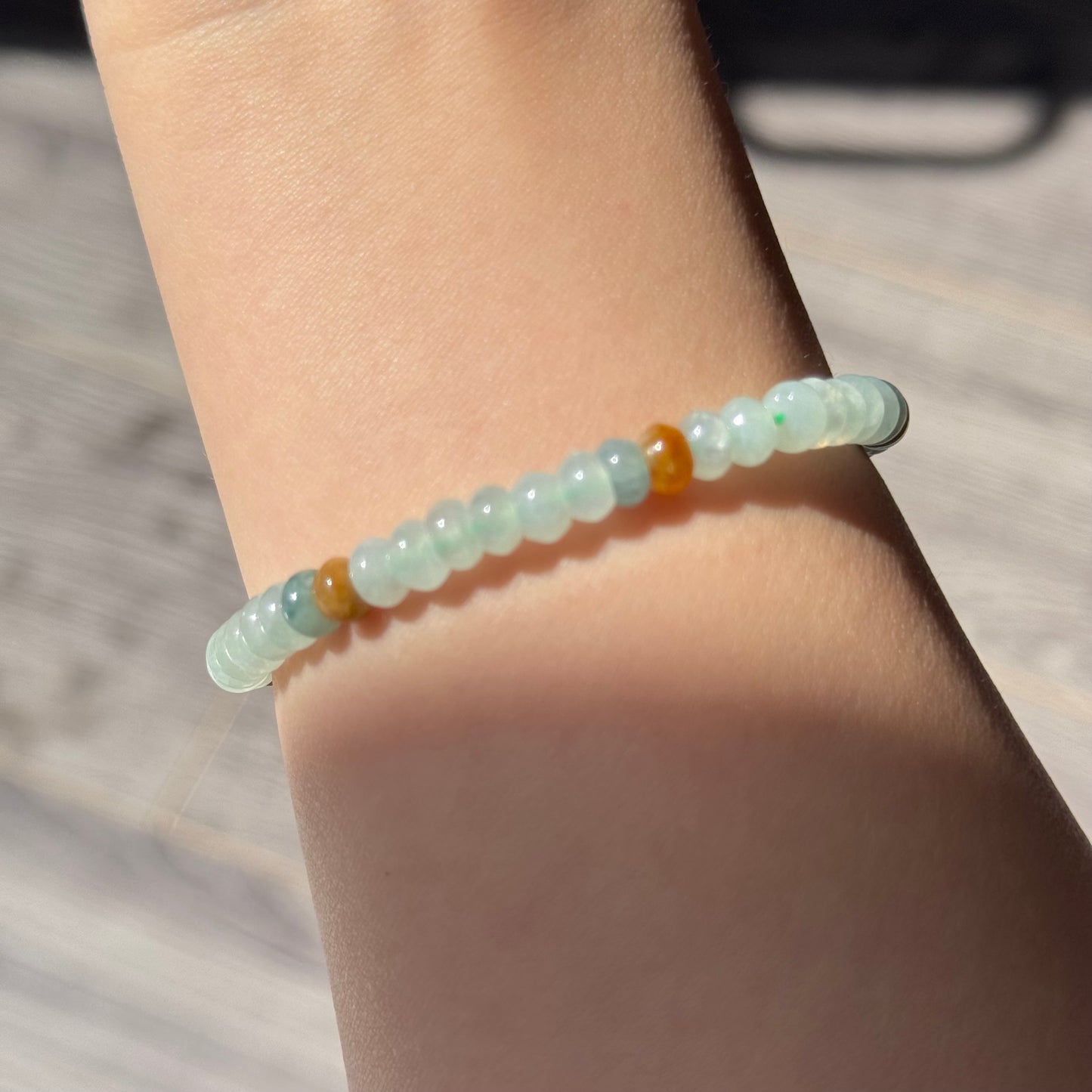 翡翠算盘珠Natural Jadeite Bead Bracelet