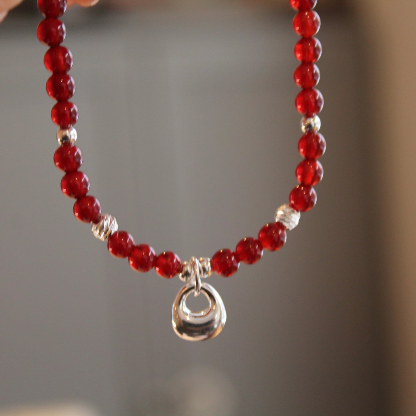小银坨 Red Agate Silver Bracelet