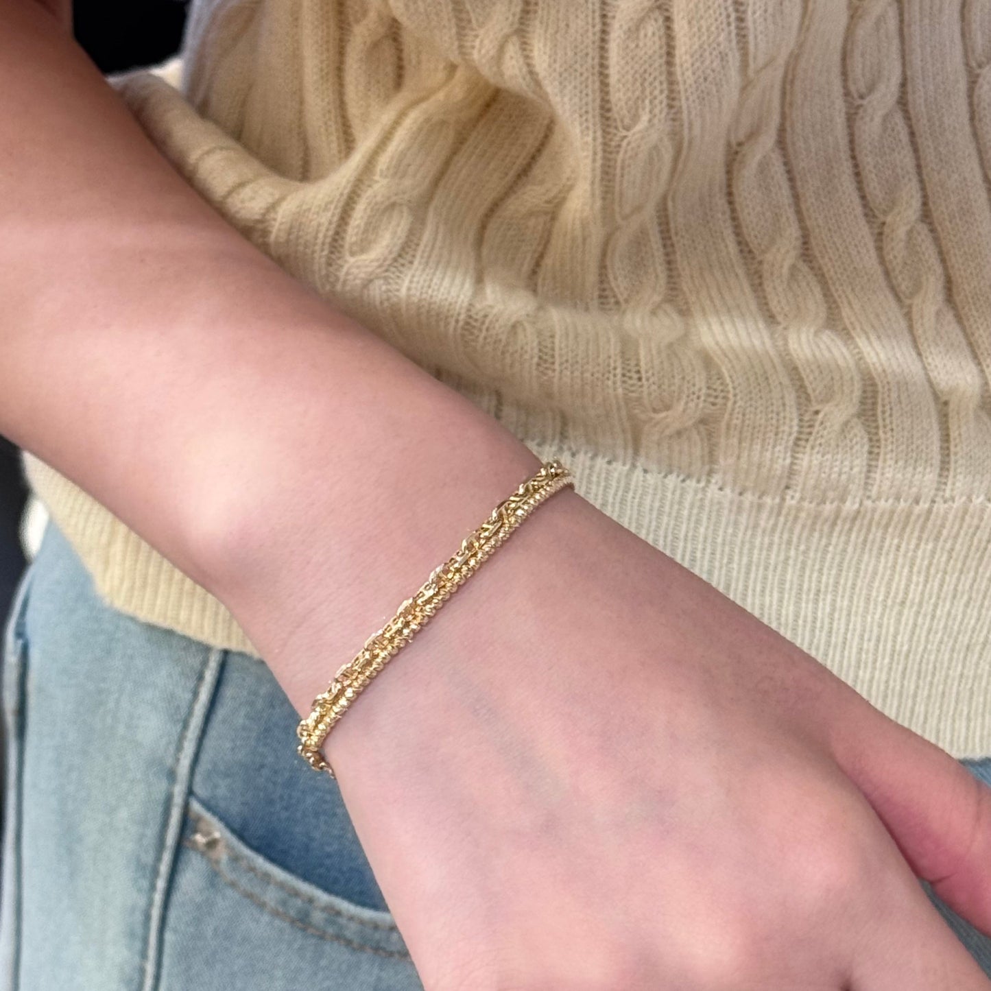 18K Solid Gold Classic Link Bracelet