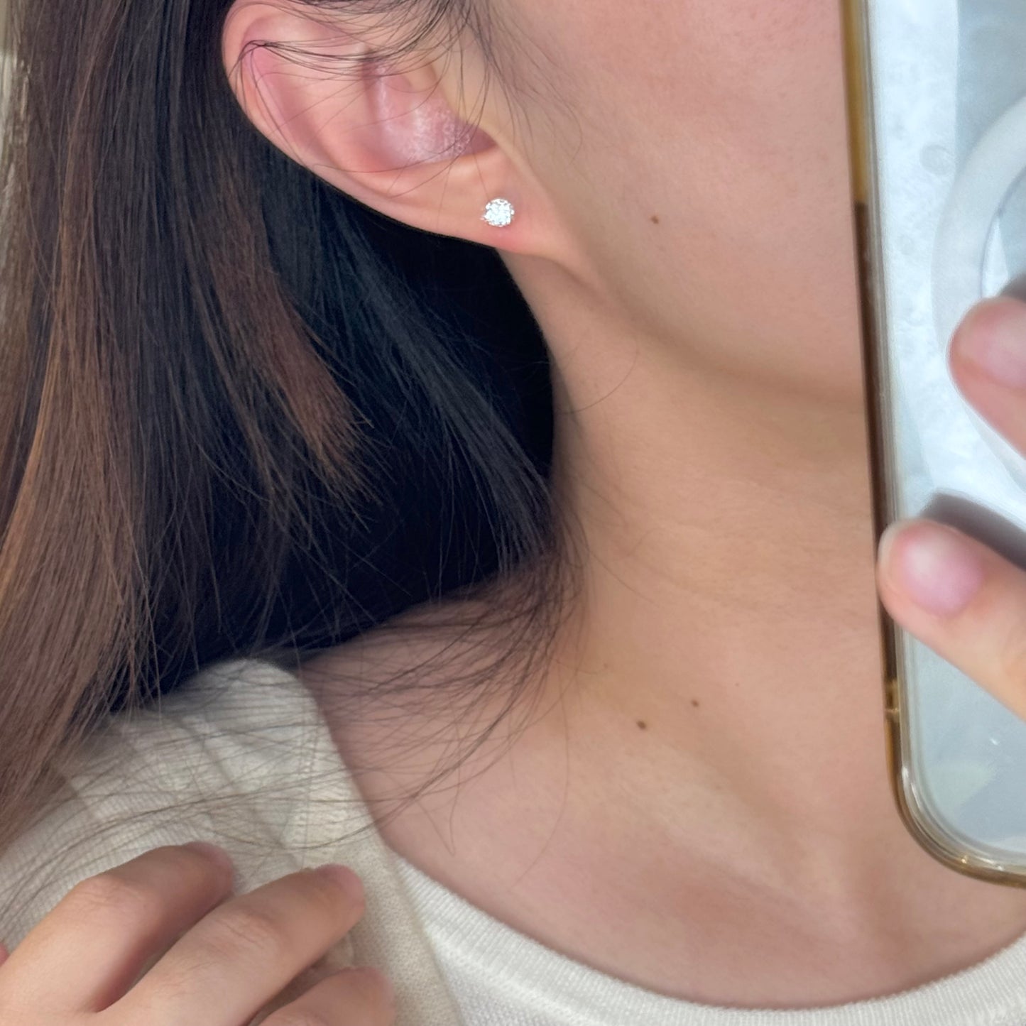 14K Solid White Gold Multi-Use Drop Earrings