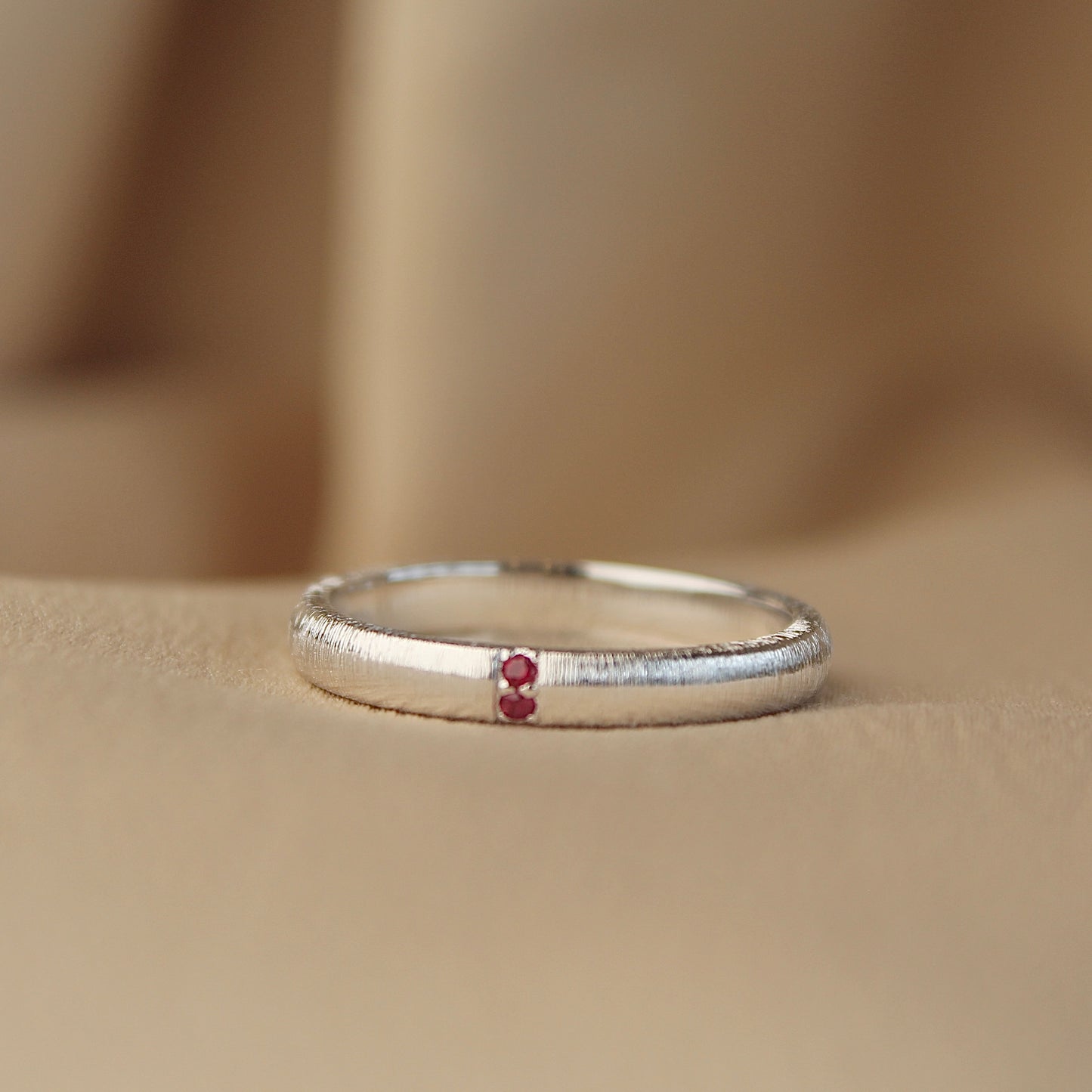 拉丝 Brushed Finish Natural Ruby Ring
