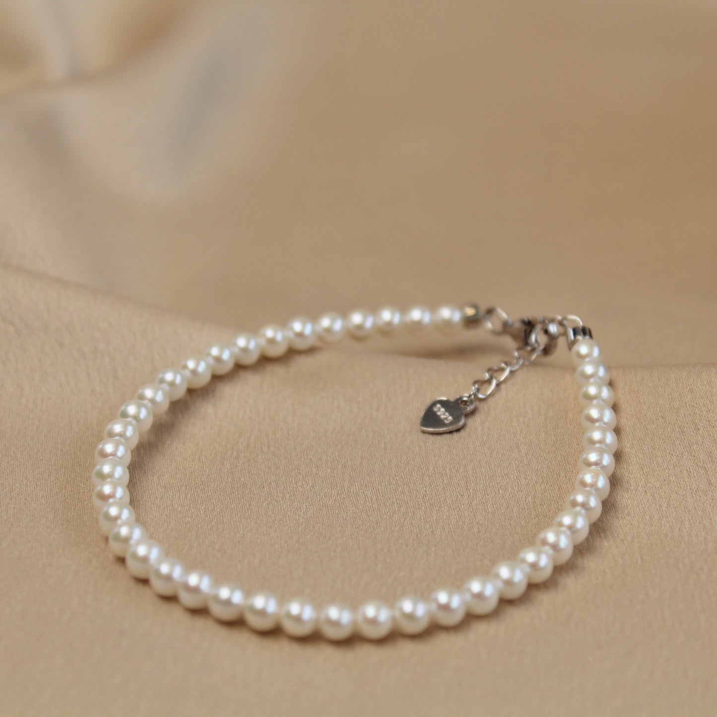 Natural Round Baby Pearl Bracelet, 3 to 4mm
