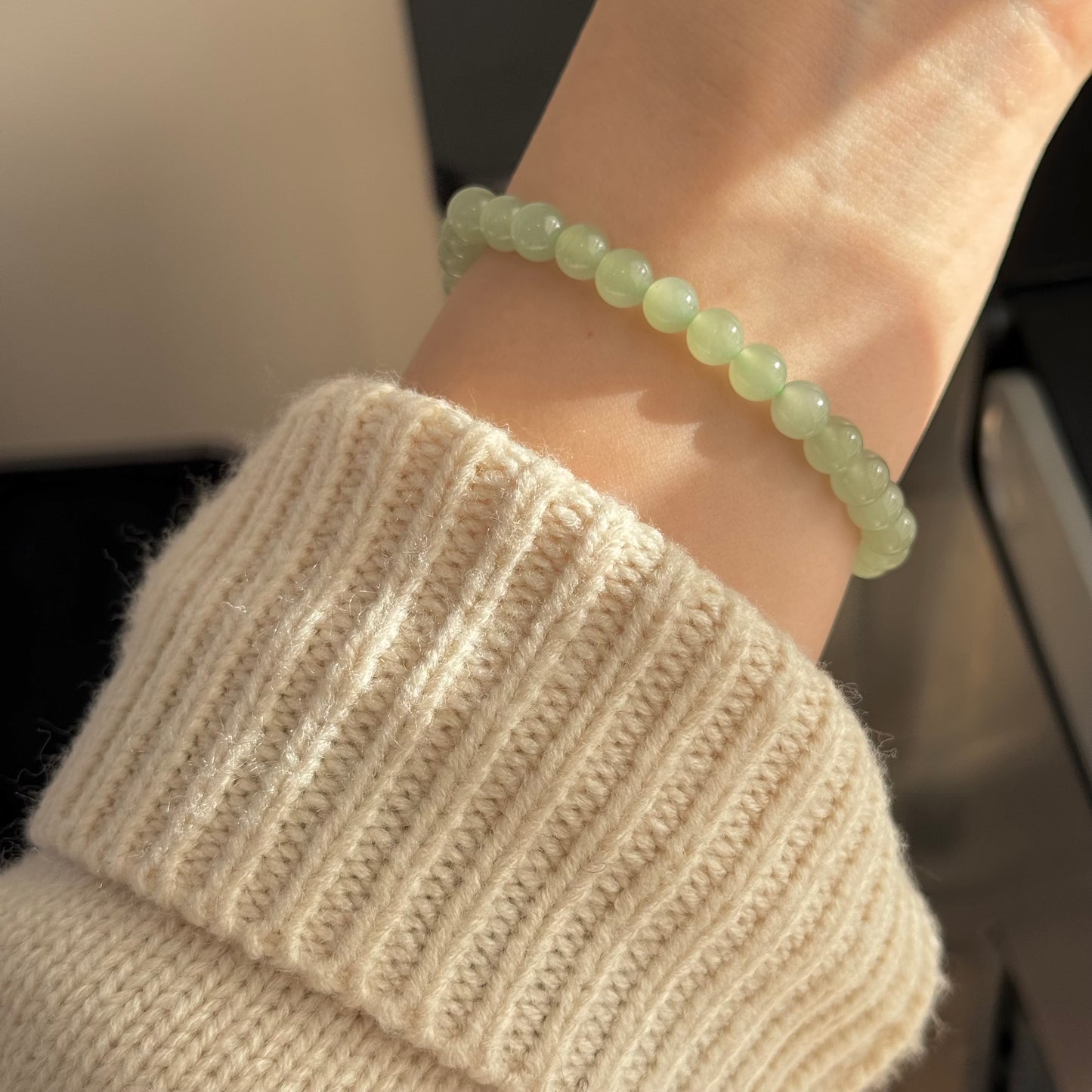 Quality Natural Jade Bracelet, 6mm