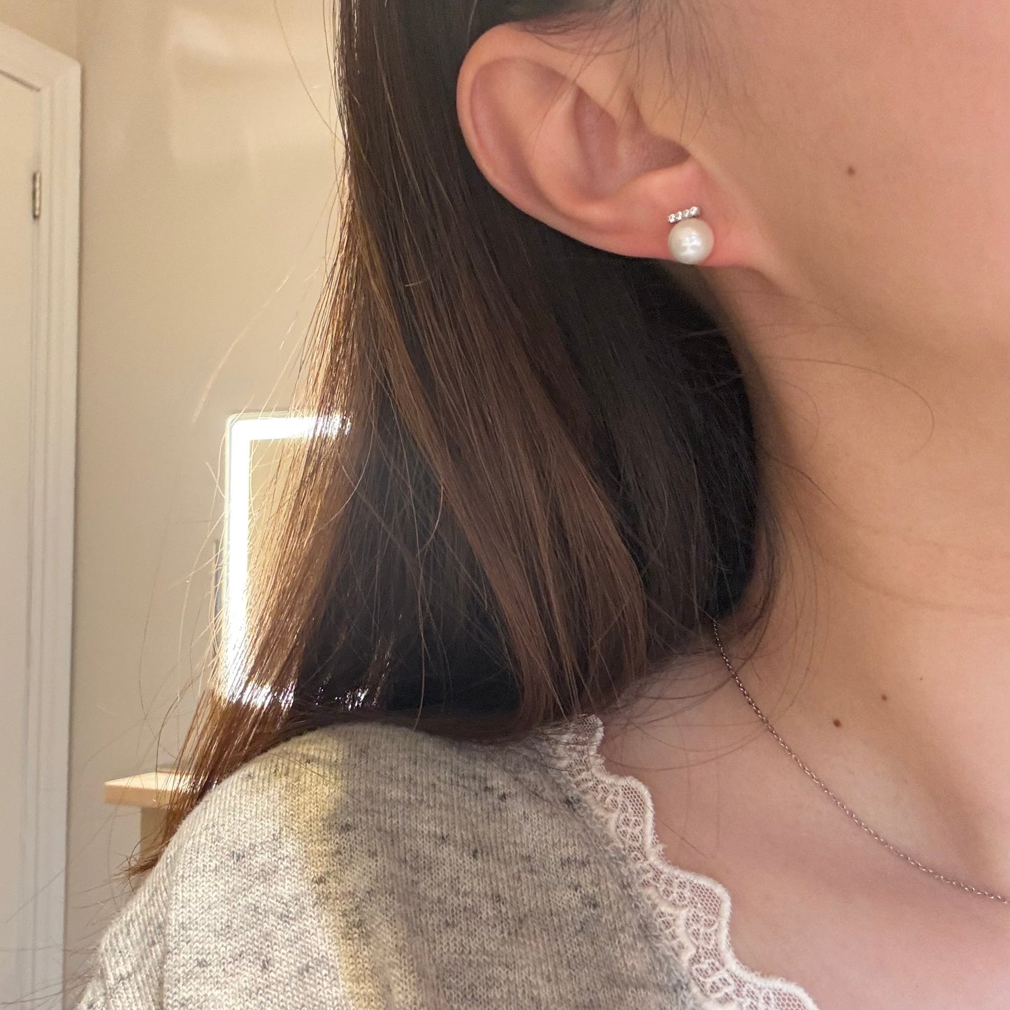 Balance Bar Natural Pearl Earrings