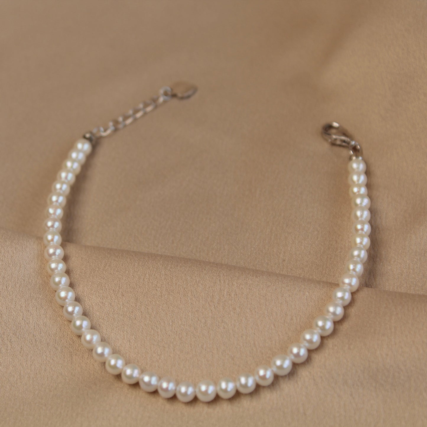 Natural Round Baby Pearl Bracelet, 3 to 4mm