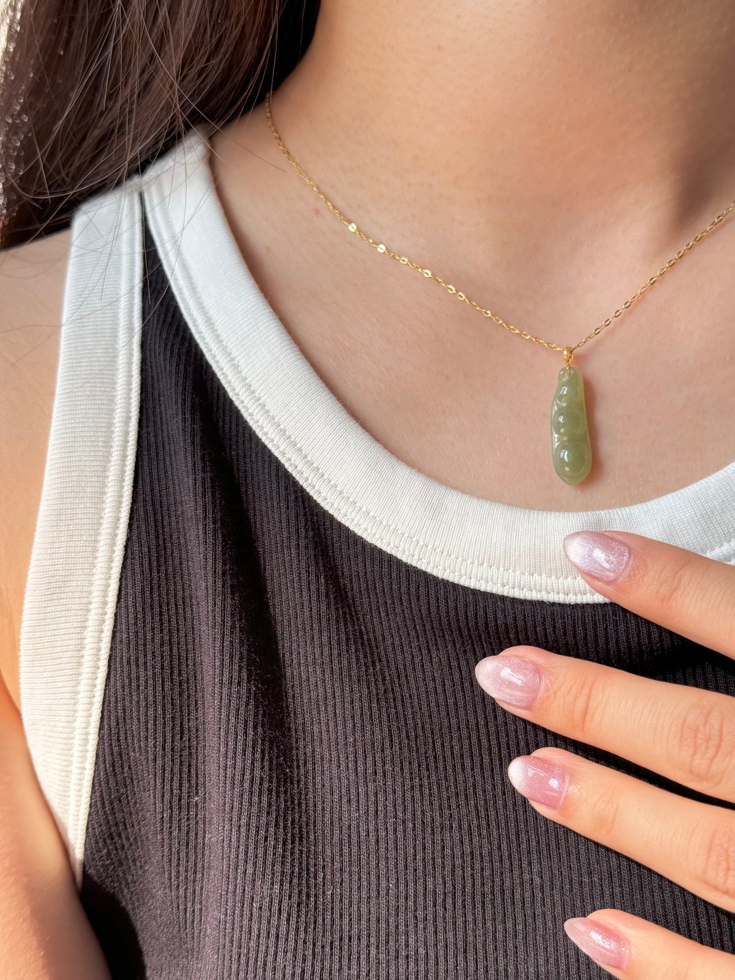 Green Pea Natural Jade Necklace