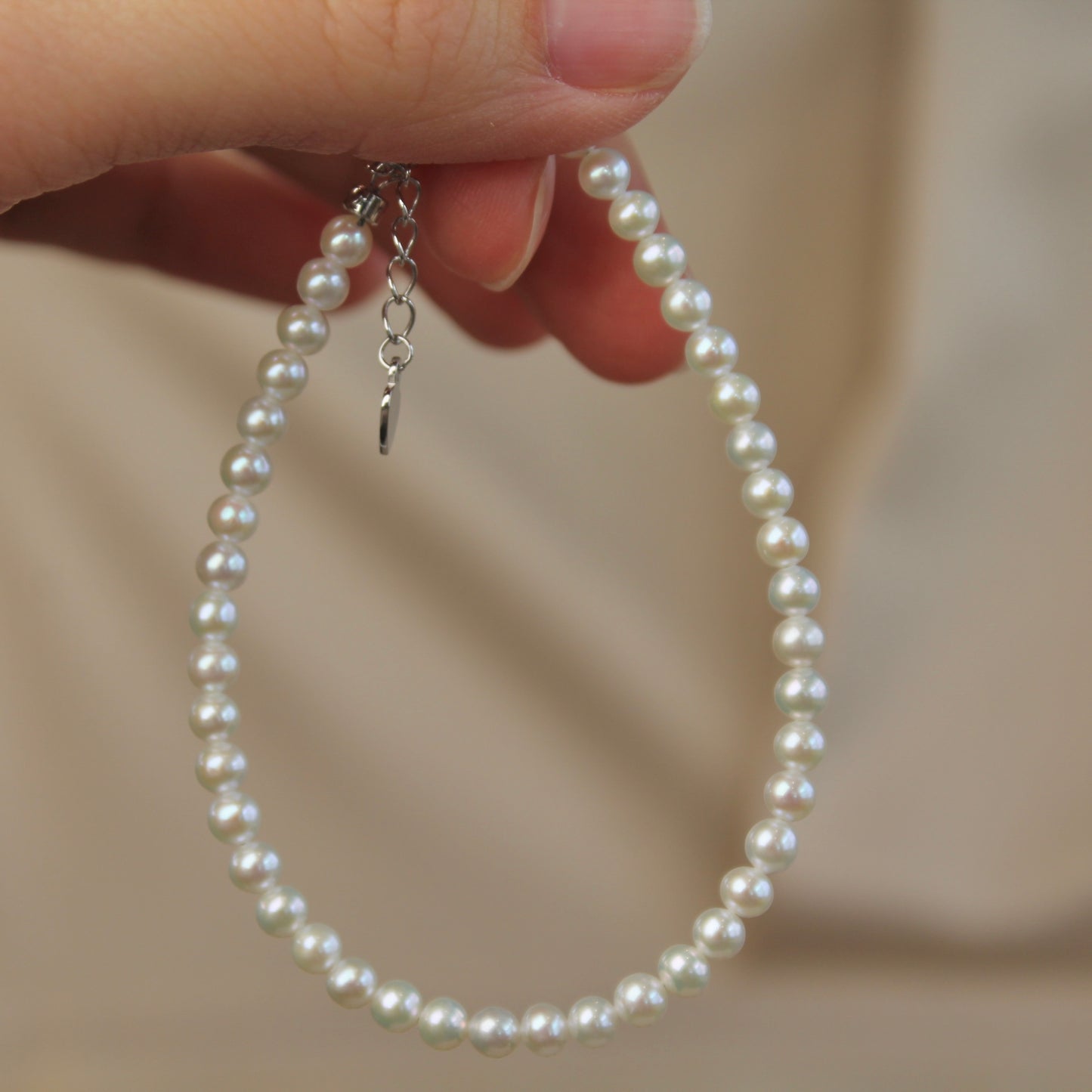 Natural Round Baby Pearl Bracelet, 3 to 4mm