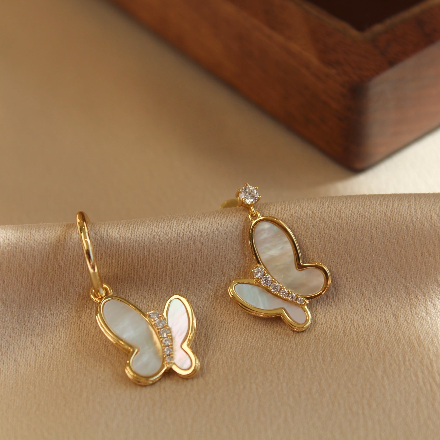 Butterfly AB Style Earrings, Gold Color