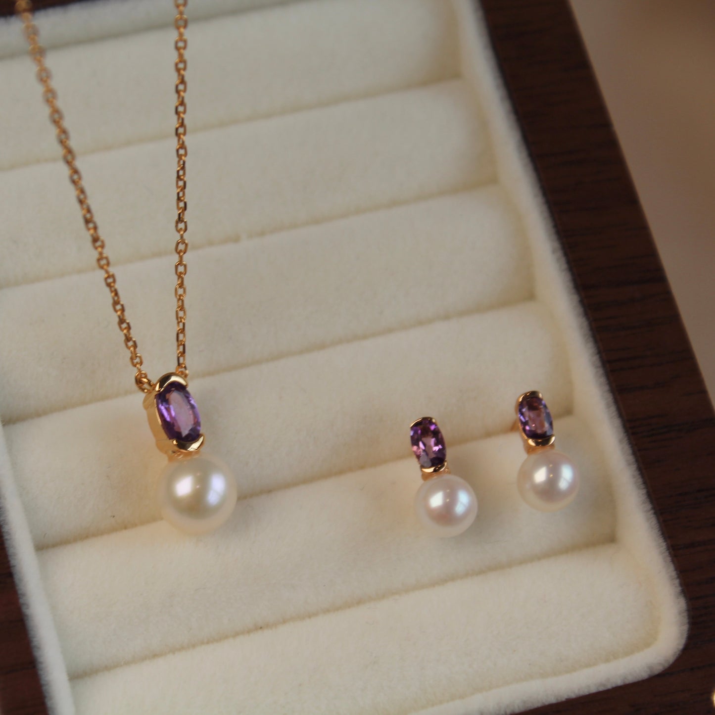 Amethyst & Round Pearl Necklace