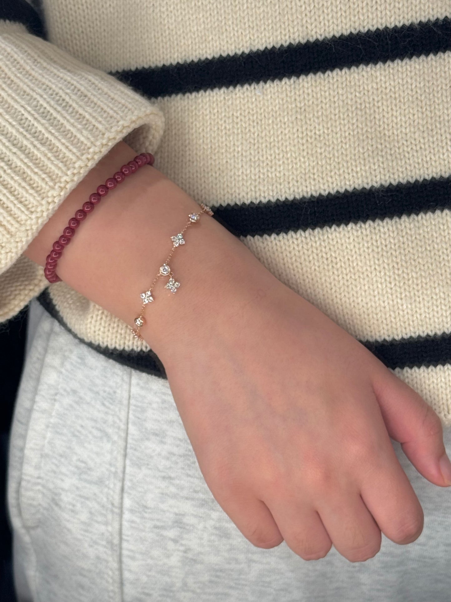 14K Solid Gold Fairy Clover Bracelet