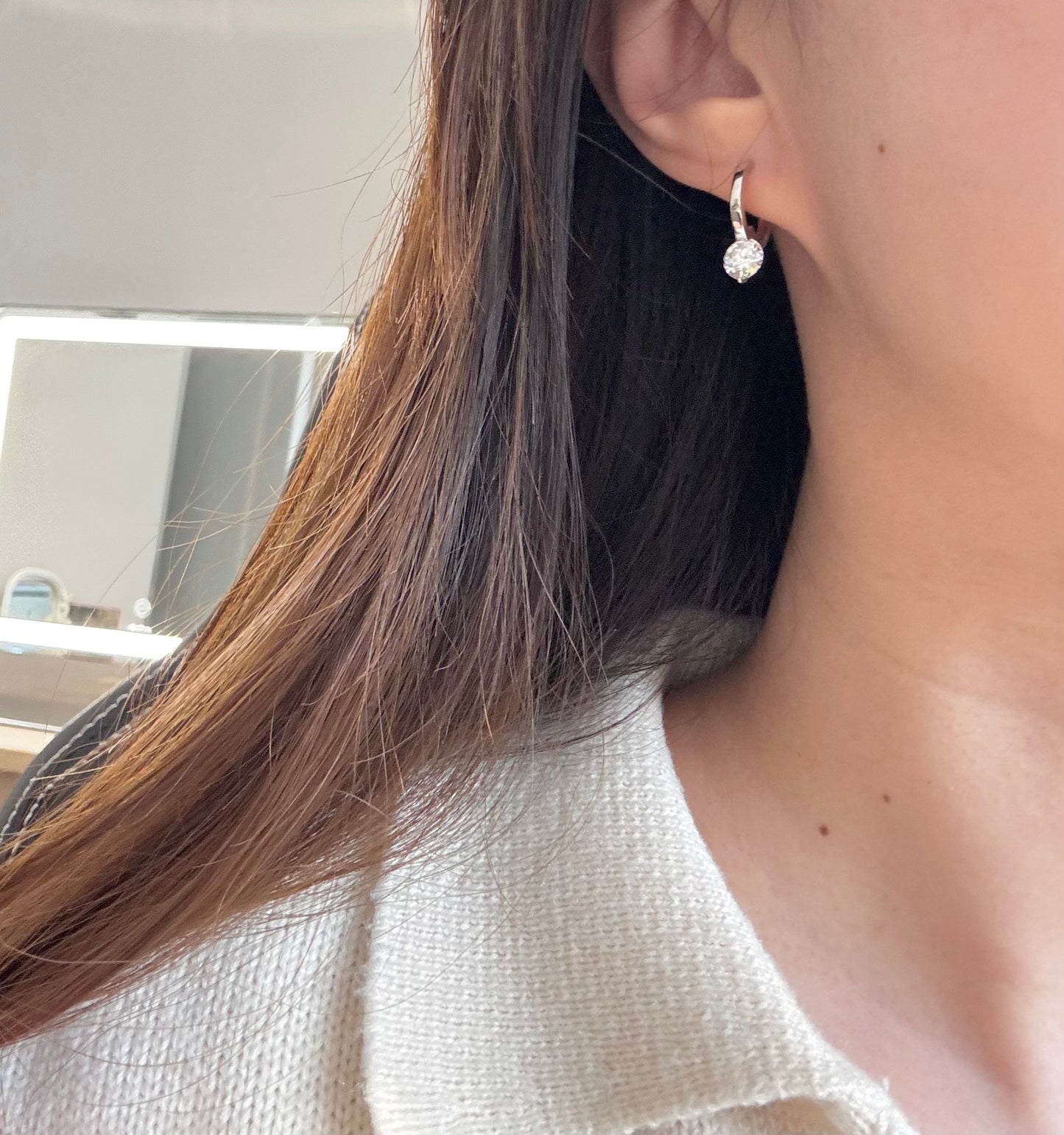 Floating Moissanite Hoop Earrings, 1 Carat