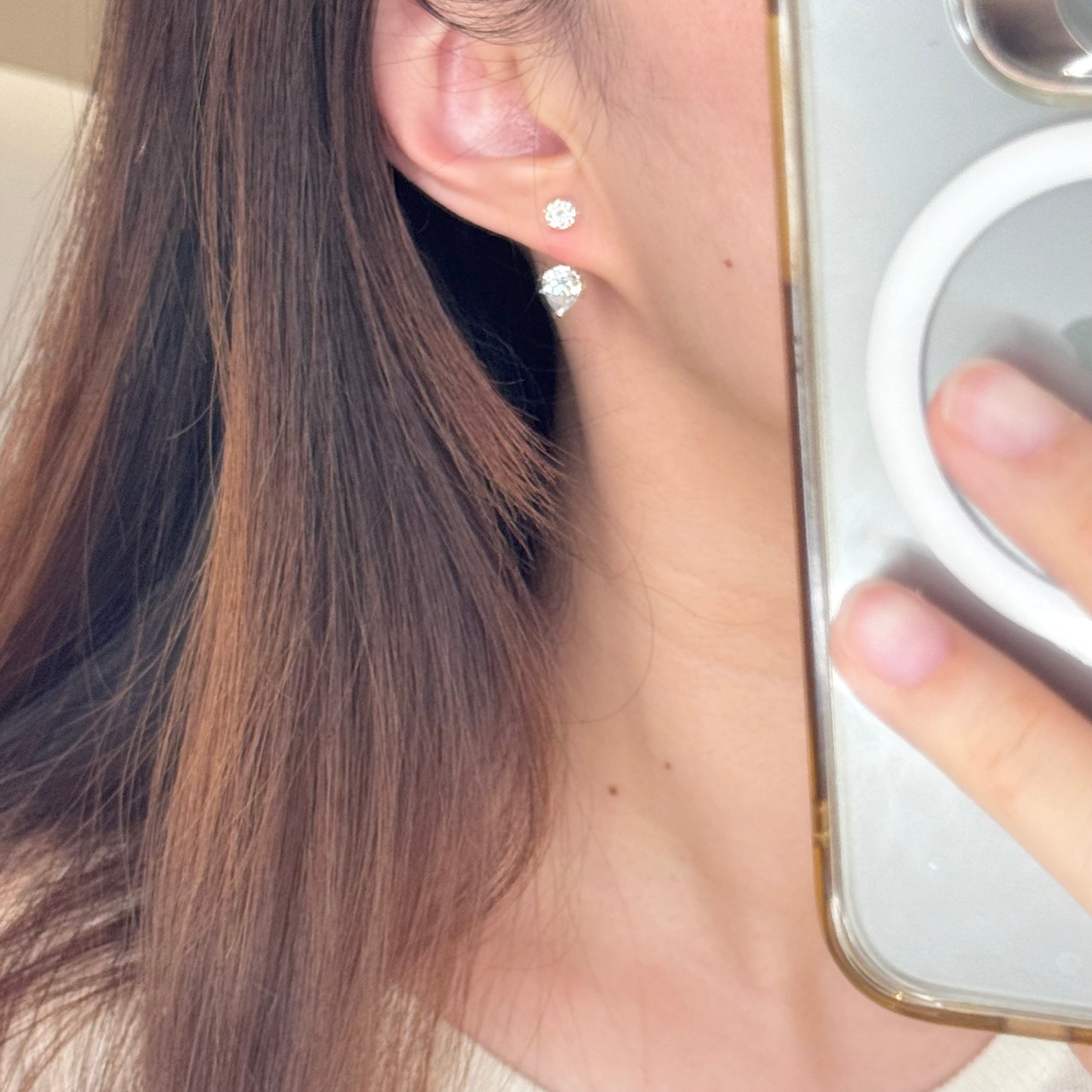 14K Solid White Gold Multi-Use Drop Earrings