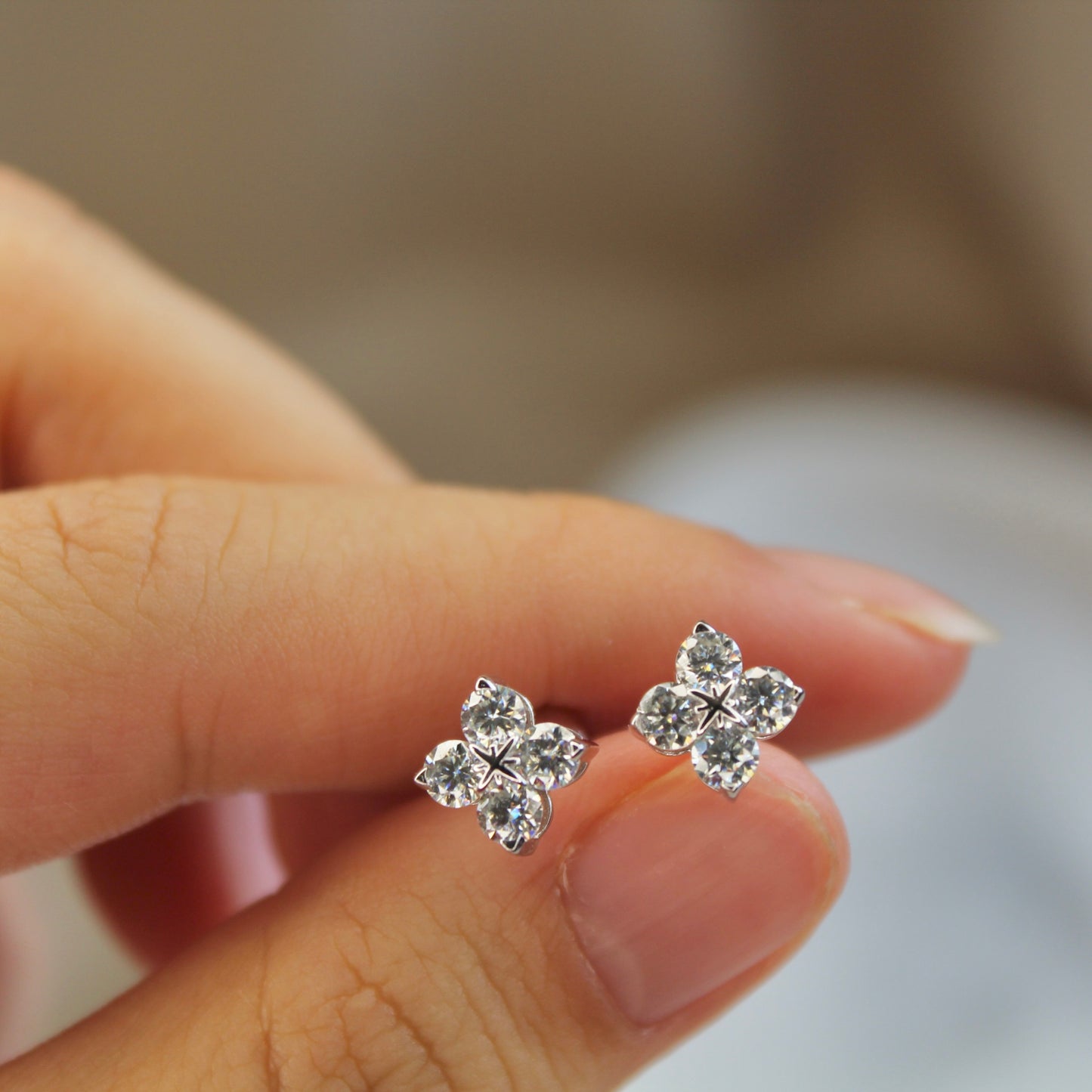 Lucky Clover Moissanite Earrings