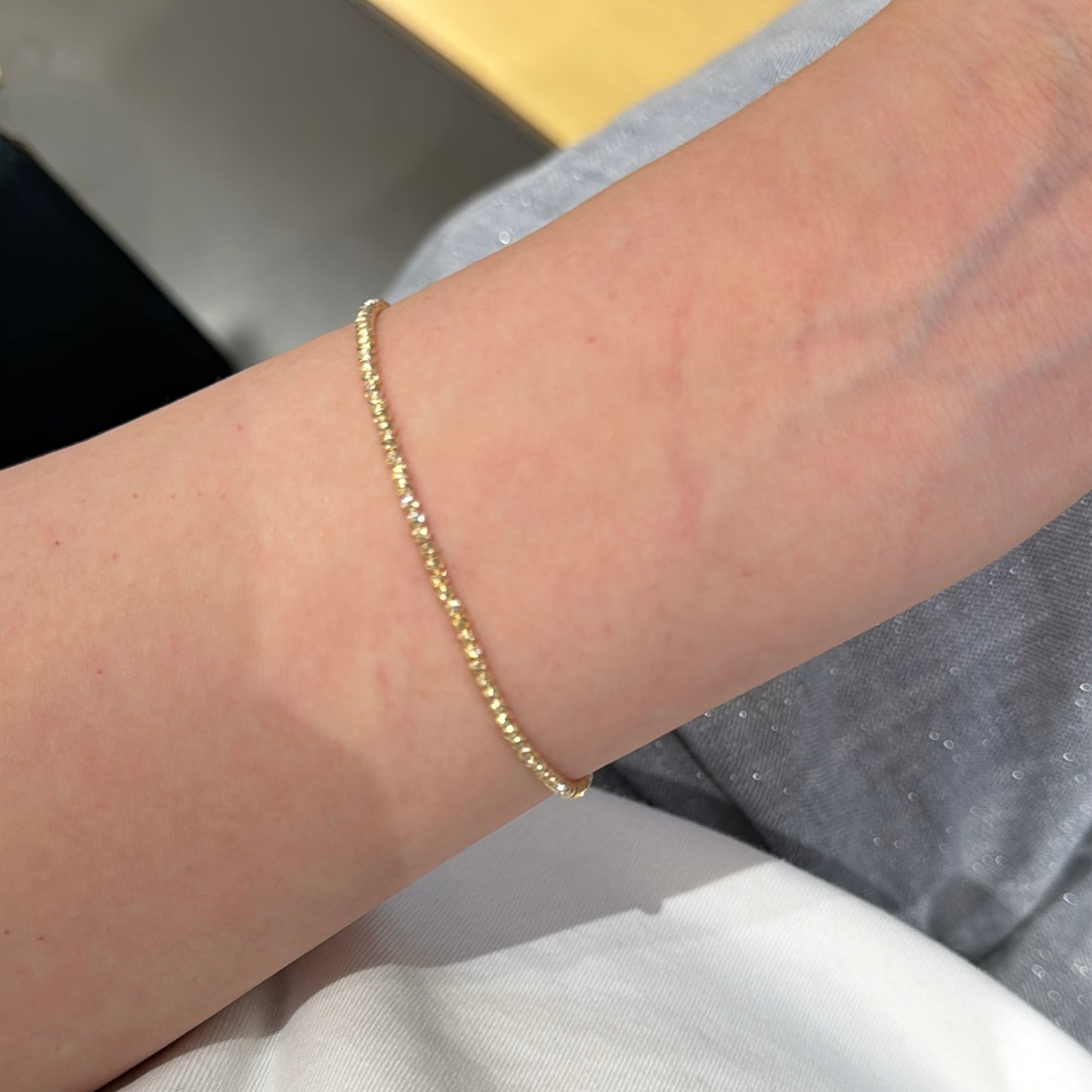 18K Solid Gold Diamond-Cut Finish Bracelet 车花