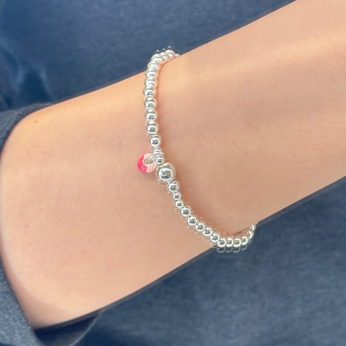 Cute Strawberry Silver Beads Bracelet