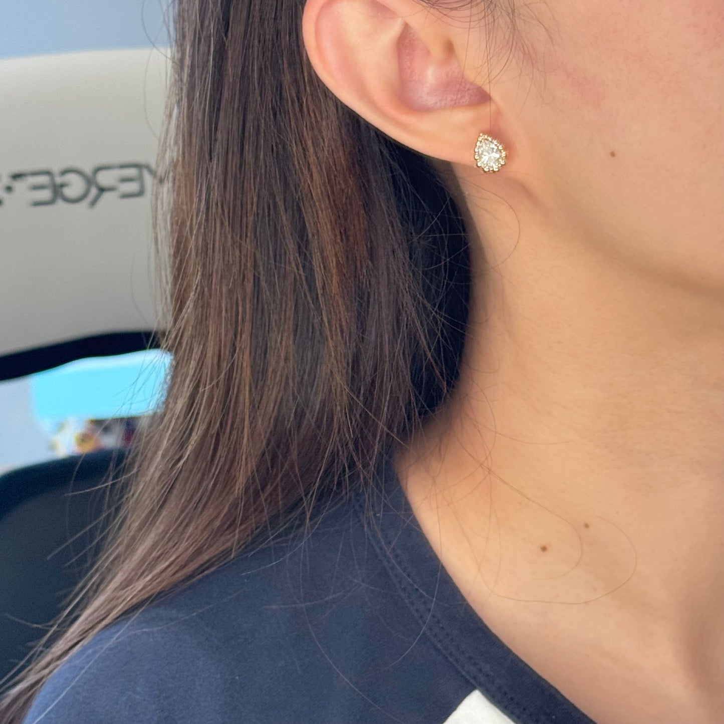 14K Solid Yellow Gold Pear Shape Earrings
