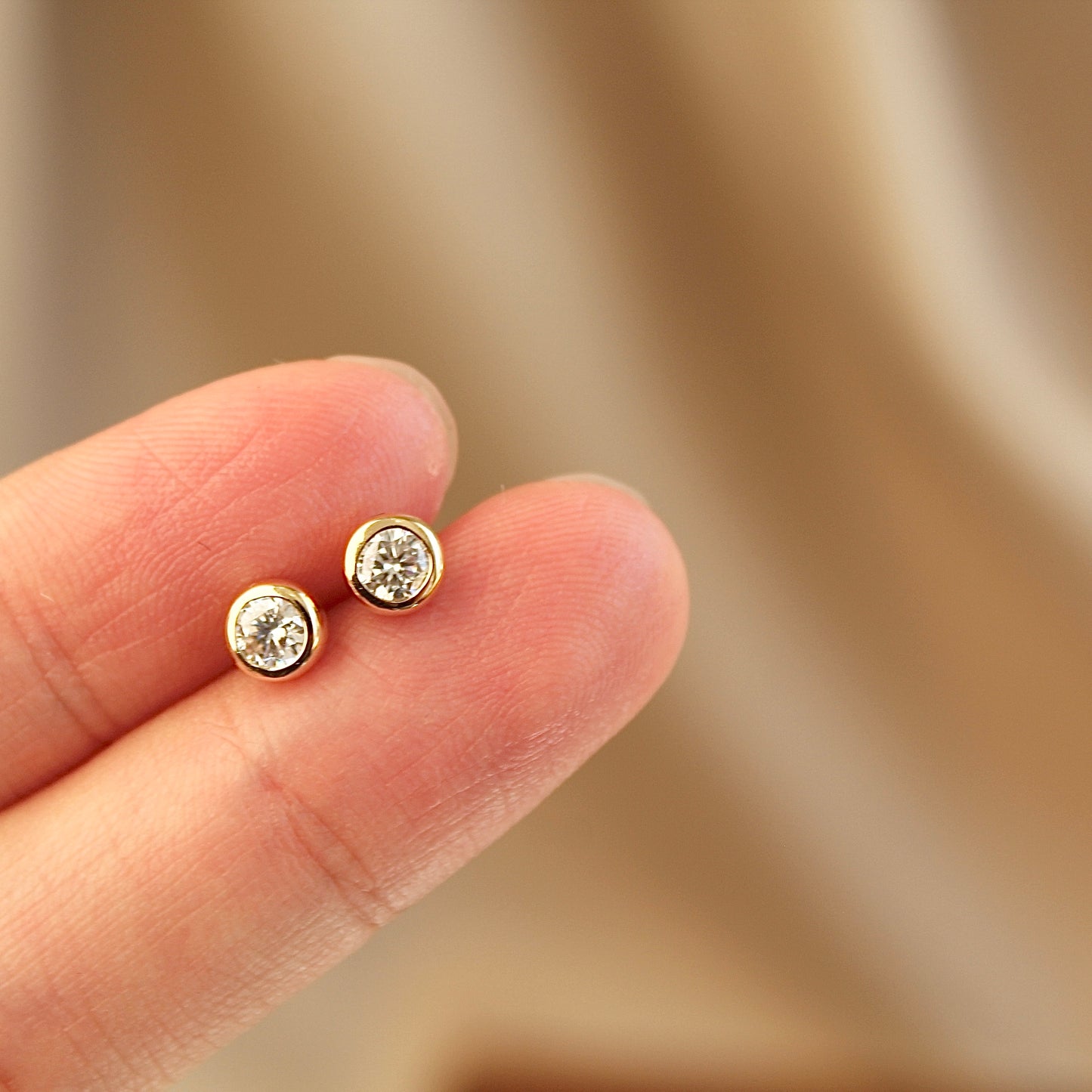 14K Solid Gold Bubble Moissanite Earrings